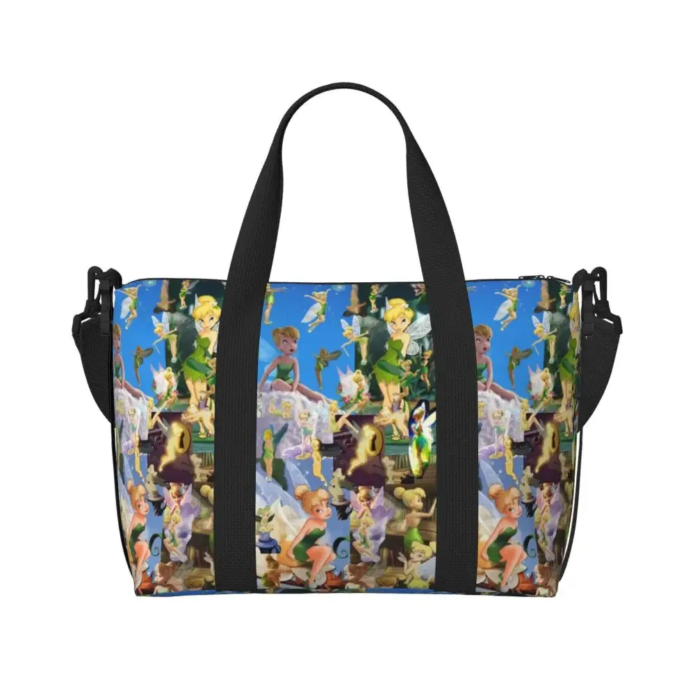 Custom Tinker Bell Stitch Wallpaper Tote Bag Women Large Capacity Beach Gym Travel Bags