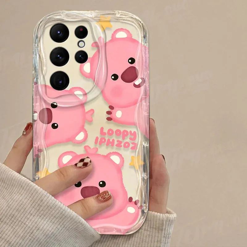 Cute Cartoon Clear 3D Wave Phone Case Cover for Samsung Galaxy S Series