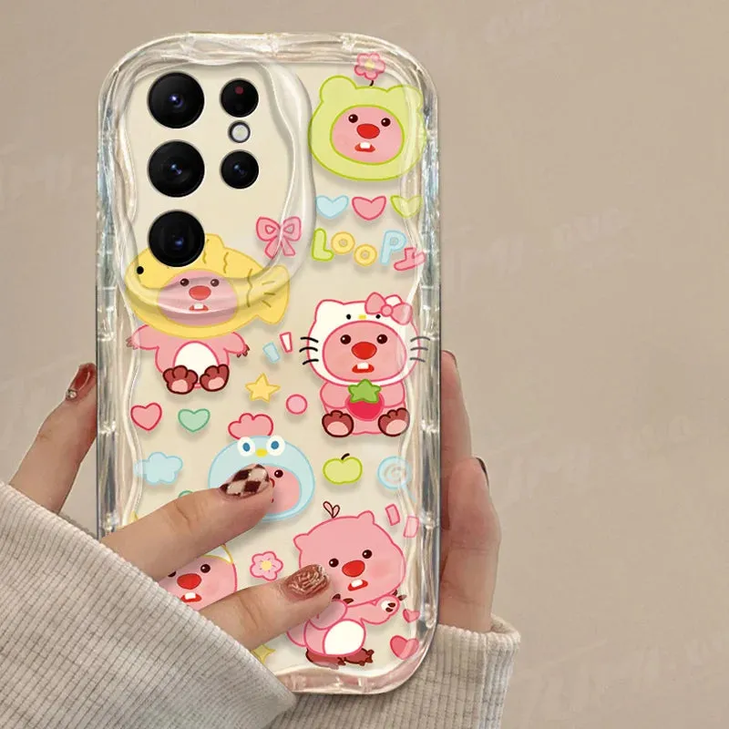 Cute Cartoon Clear 3D Wave Phone Case Cover for Samsung Galaxy S Series