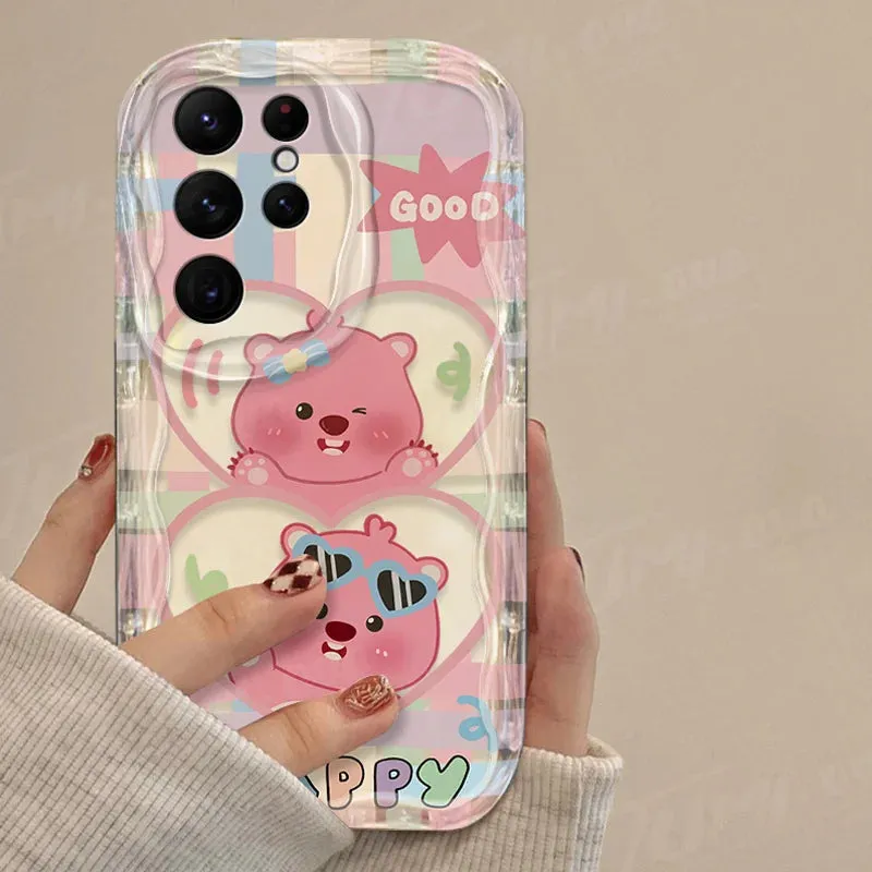 Cute Cartoon Clear 3D Wave Phone Case Cover for Samsung Galaxy S Series