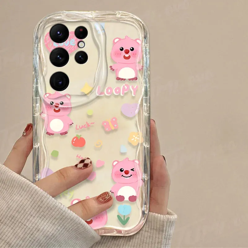 Cute Cartoon Clear 3D Wave Phone Case Cover for Samsung Galaxy S Series