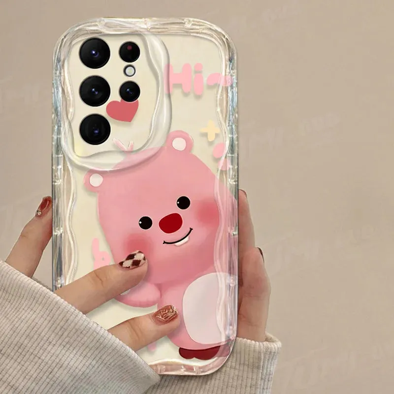Cute Cartoon Clear 3D Wave Phone Case Cover for Samsung Galaxy S Series