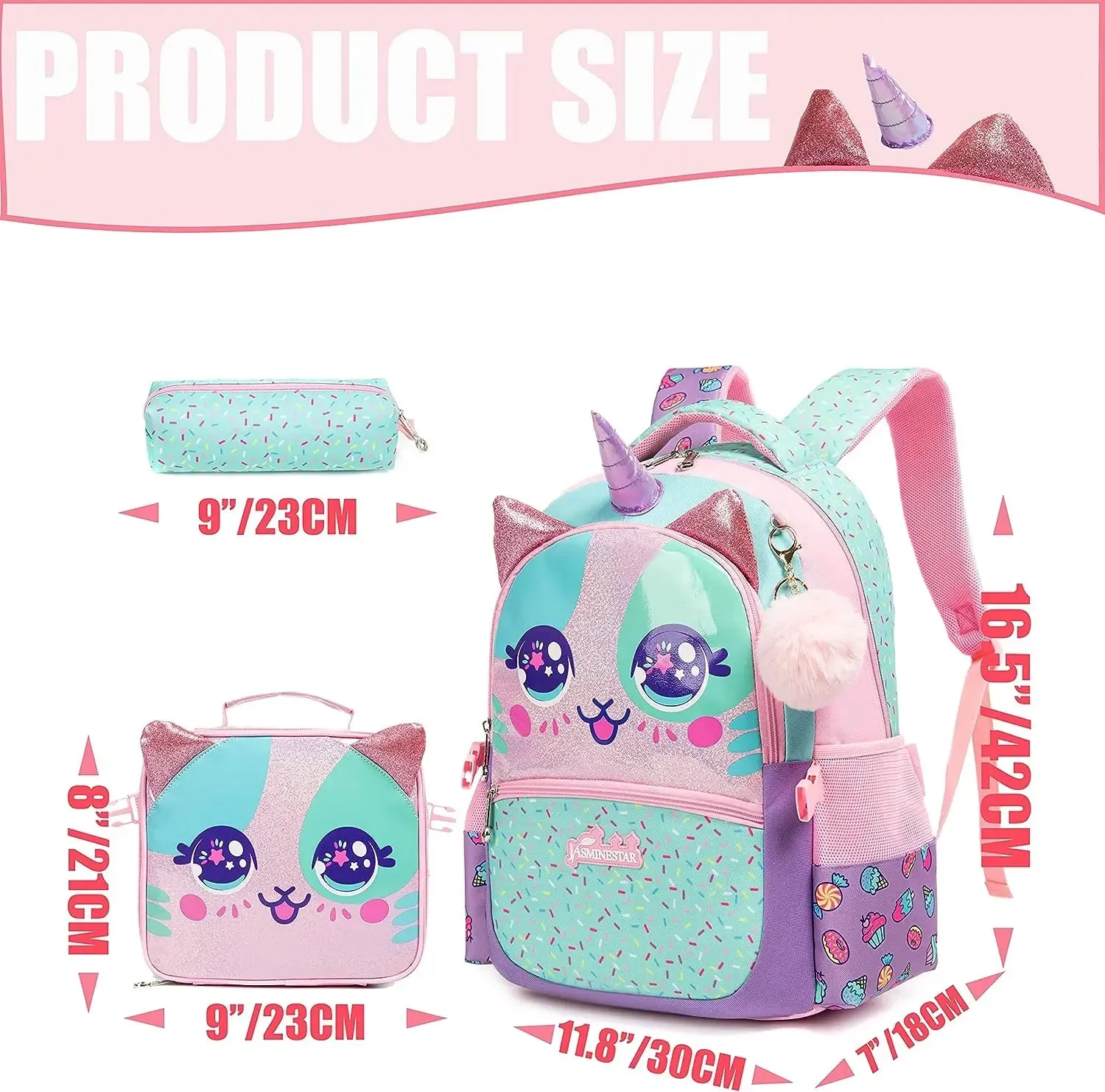 Cute Girls School Backpack Set
