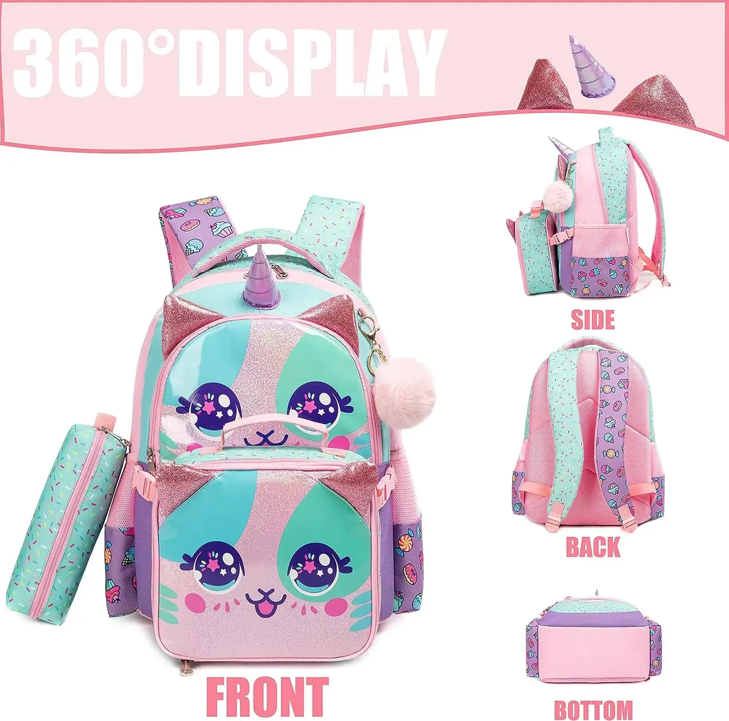 Cute Girls School Backpack Set