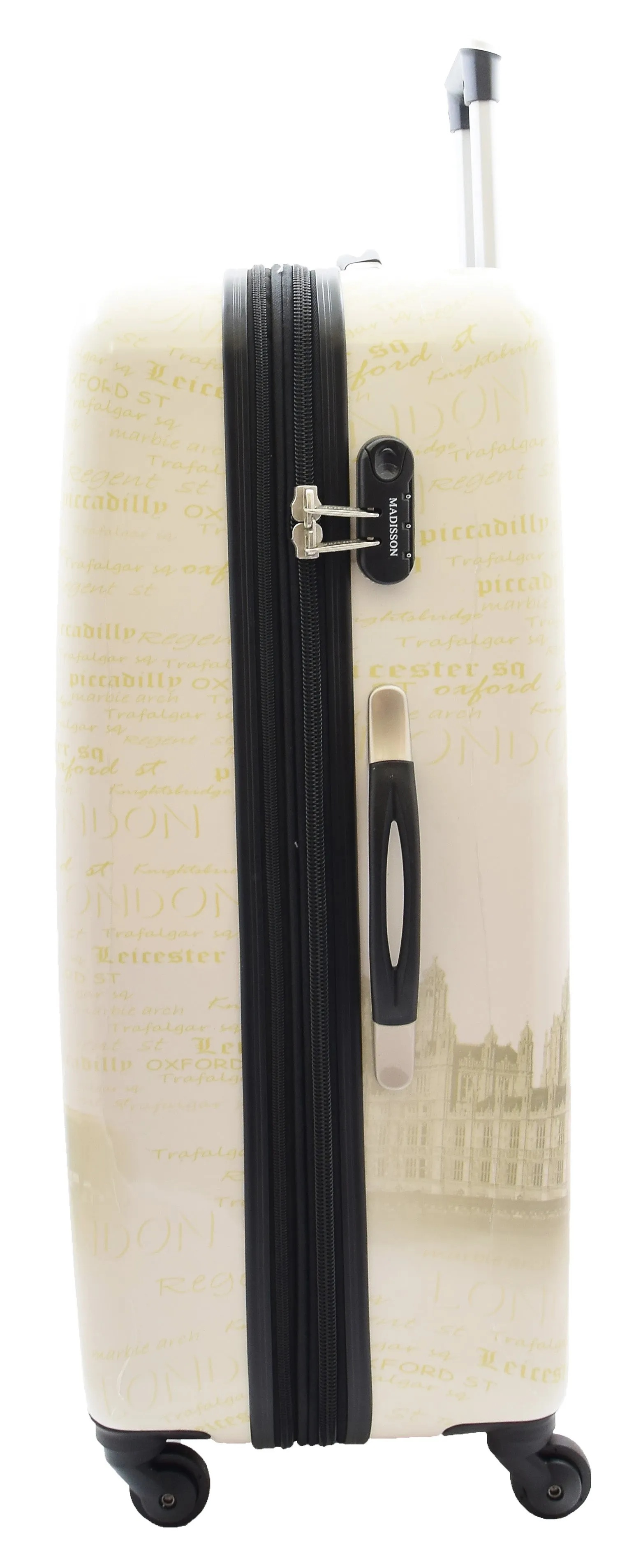 DR500 Four Wheel Suitcase Hard Shell Luggage London Print