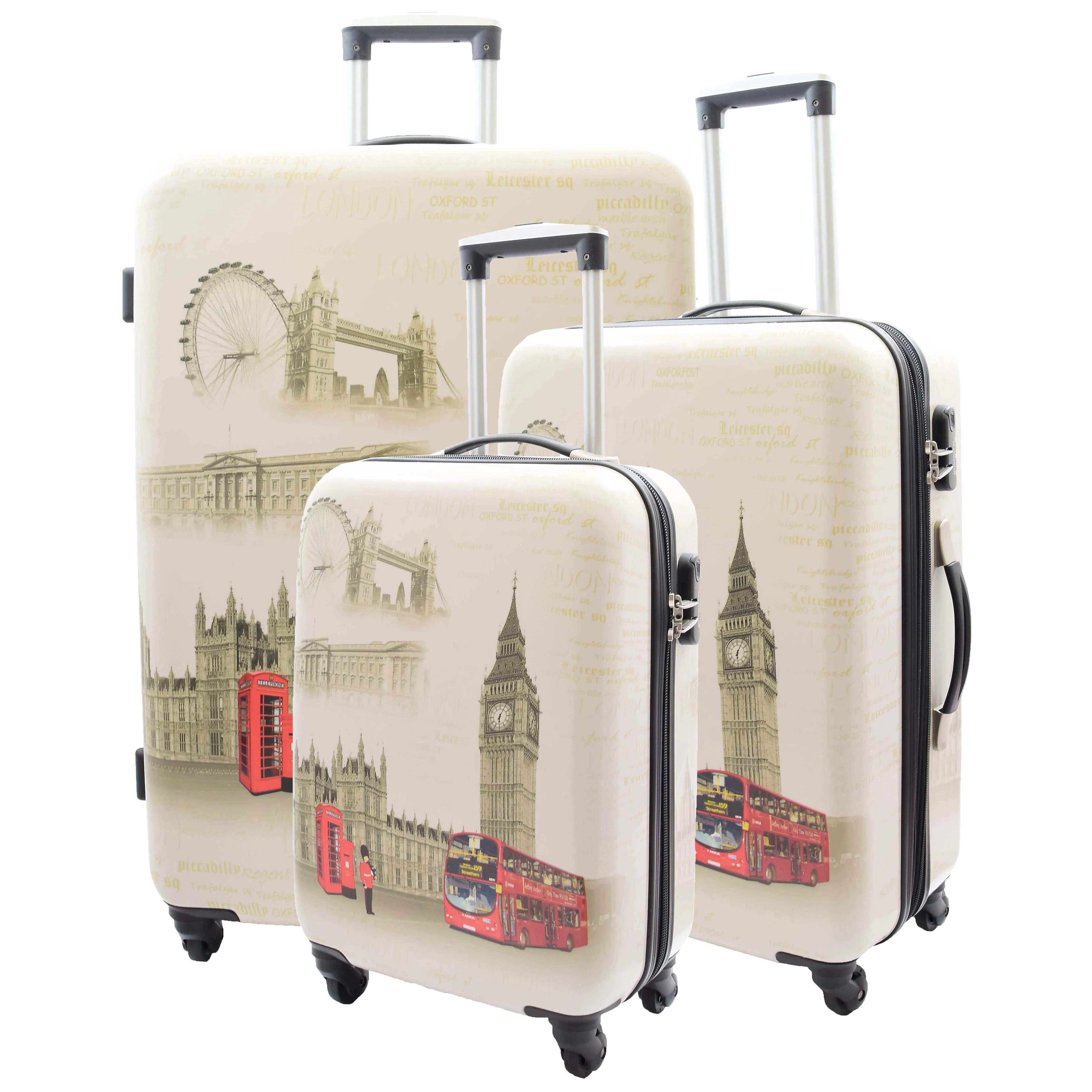 DR500 Four Wheel Suitcase Hard Shell Luggage London Print
