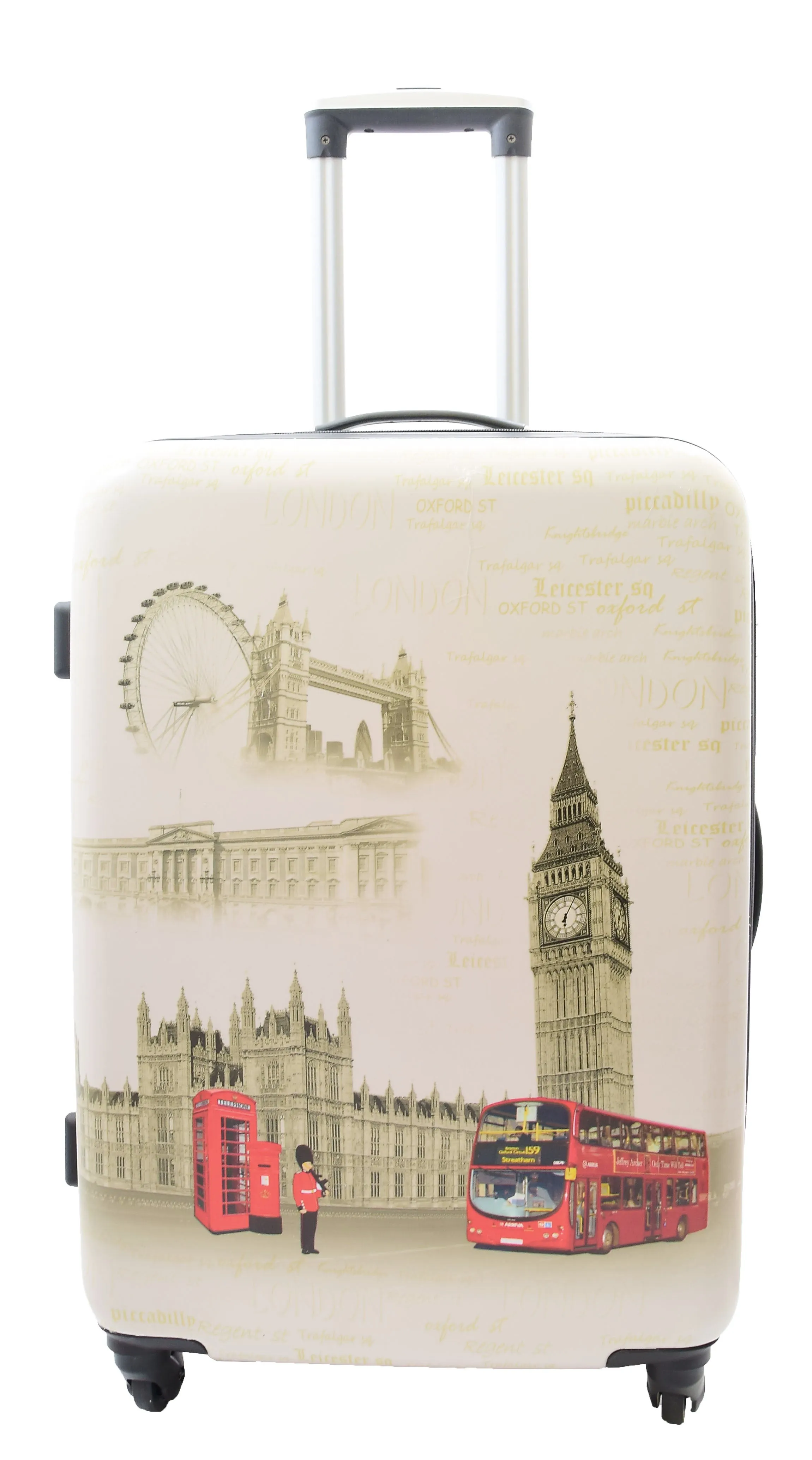 DR500 Four Wheel Suitcase Hard Shell Luggage London Print