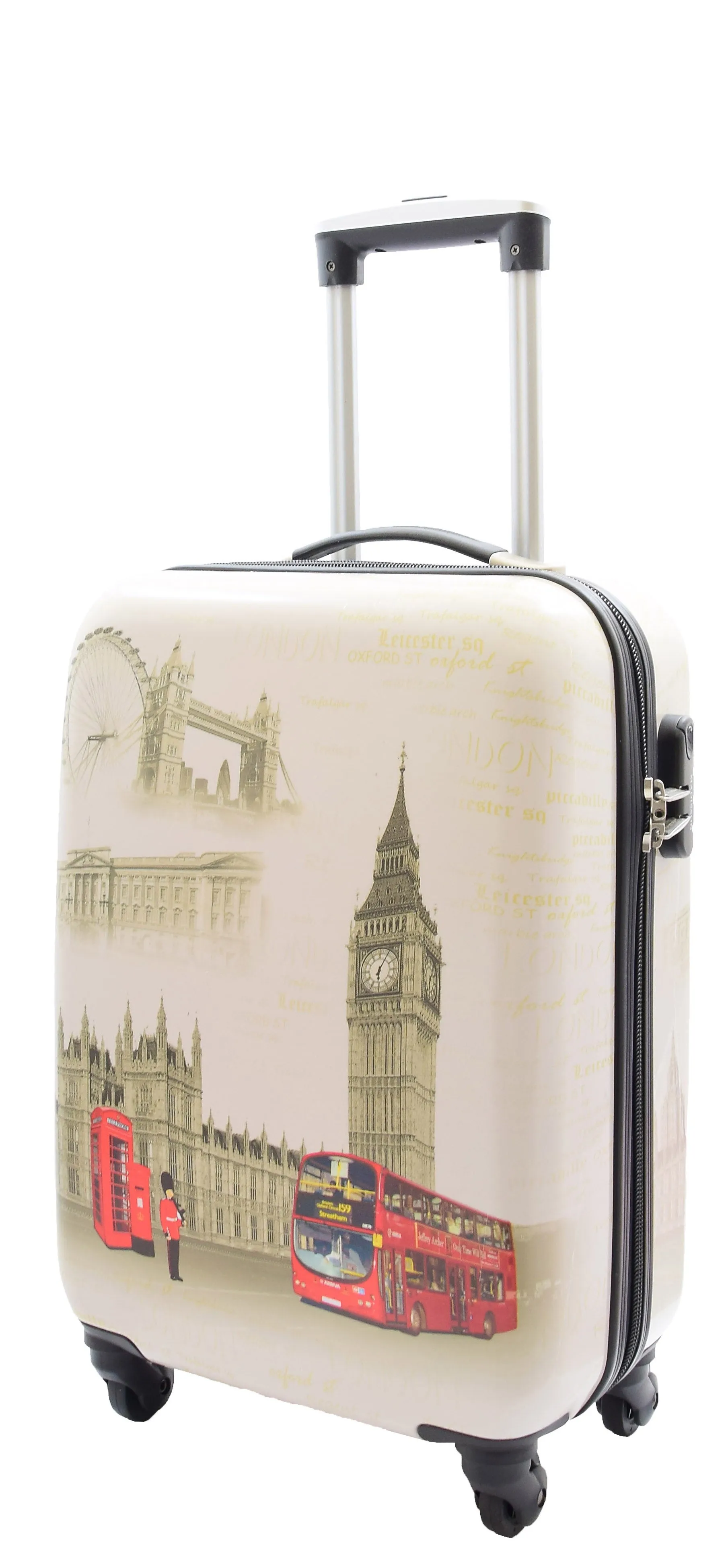 DR500 Four Wheel Suitcase Hard Shell Luggage London Print