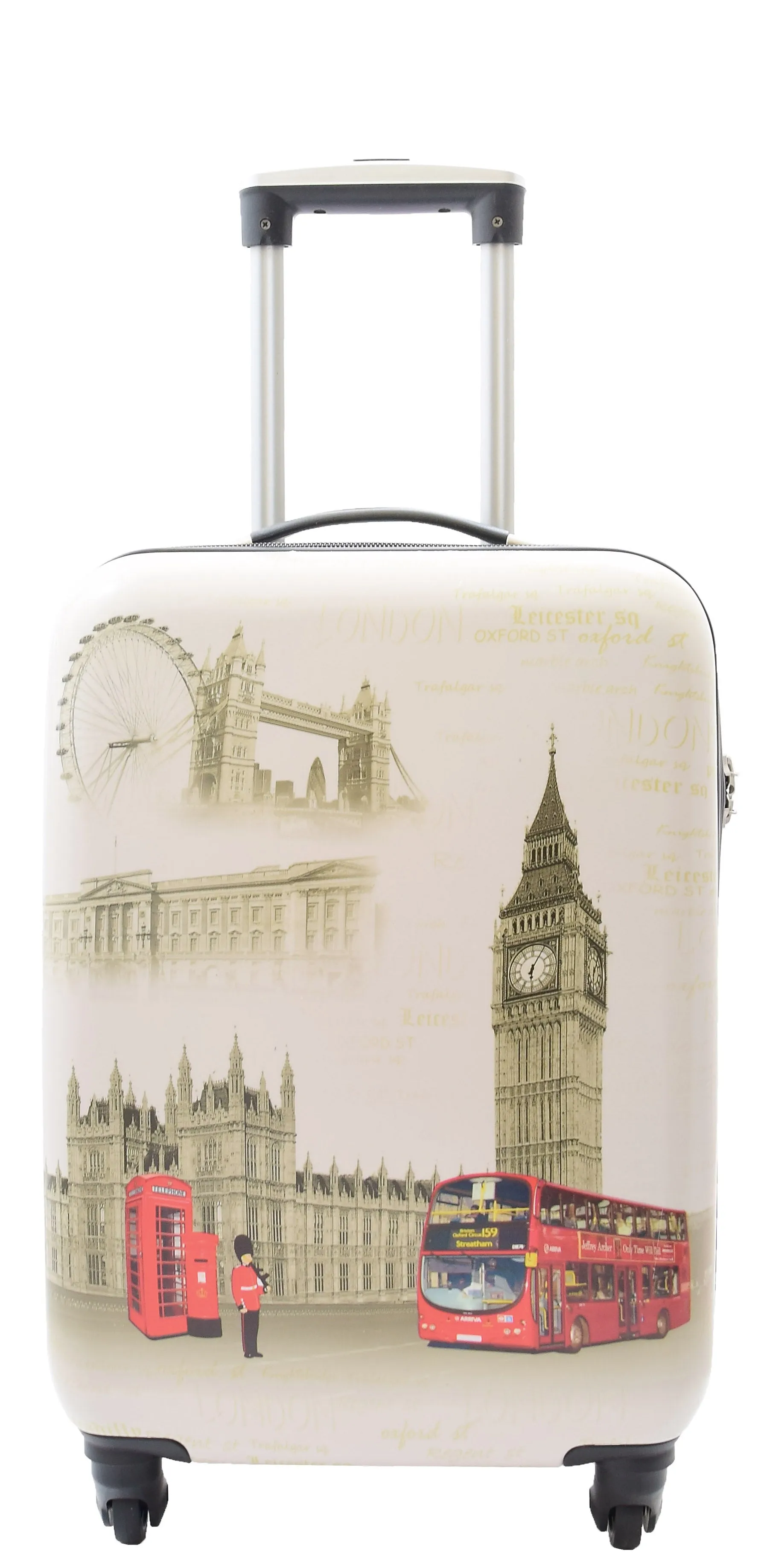 DR500 Four Wheel Suitcase Hard Shell Luggage London Print