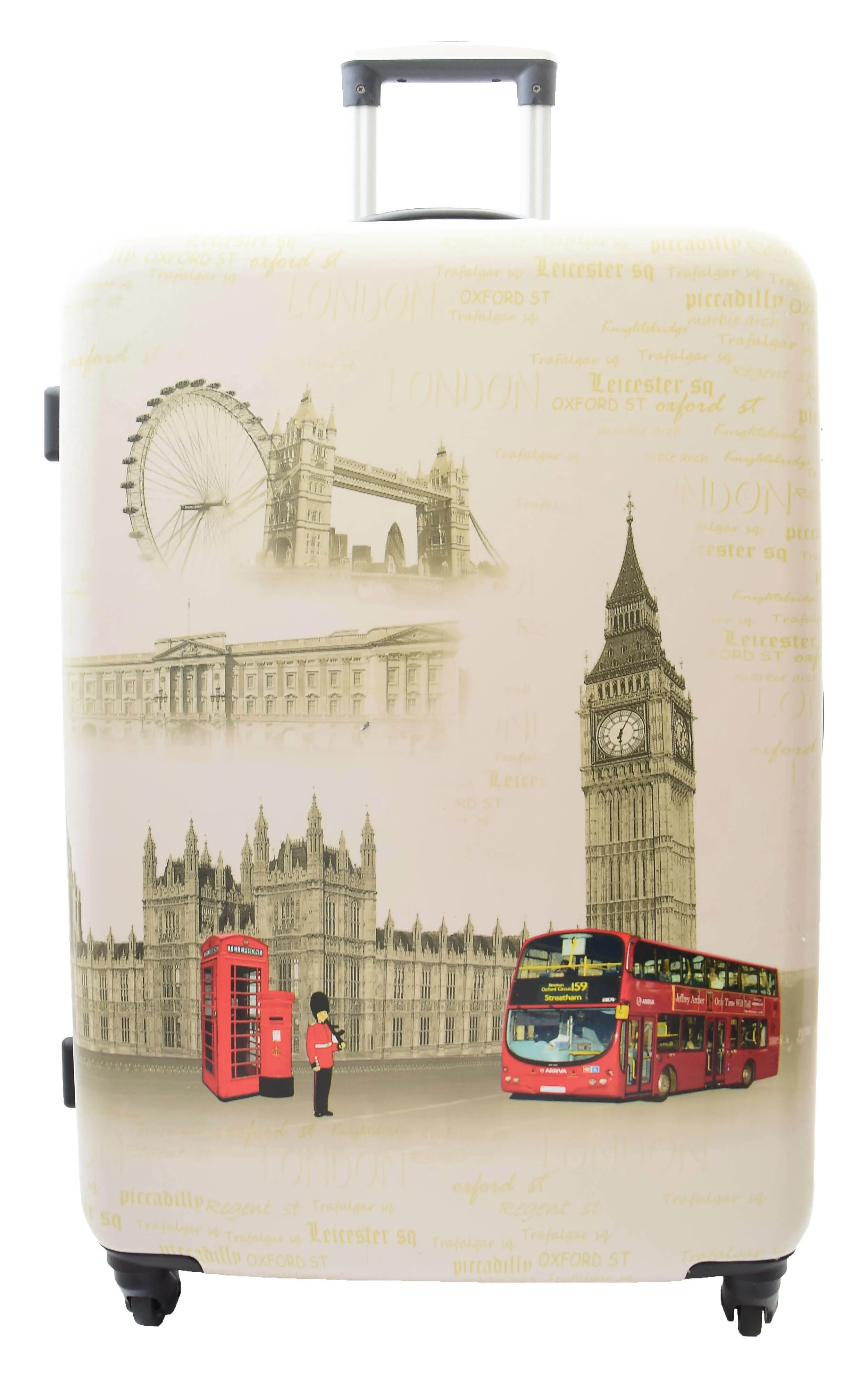 DR500 Four Wheel Suitcase Hard Shell Luggage London Print