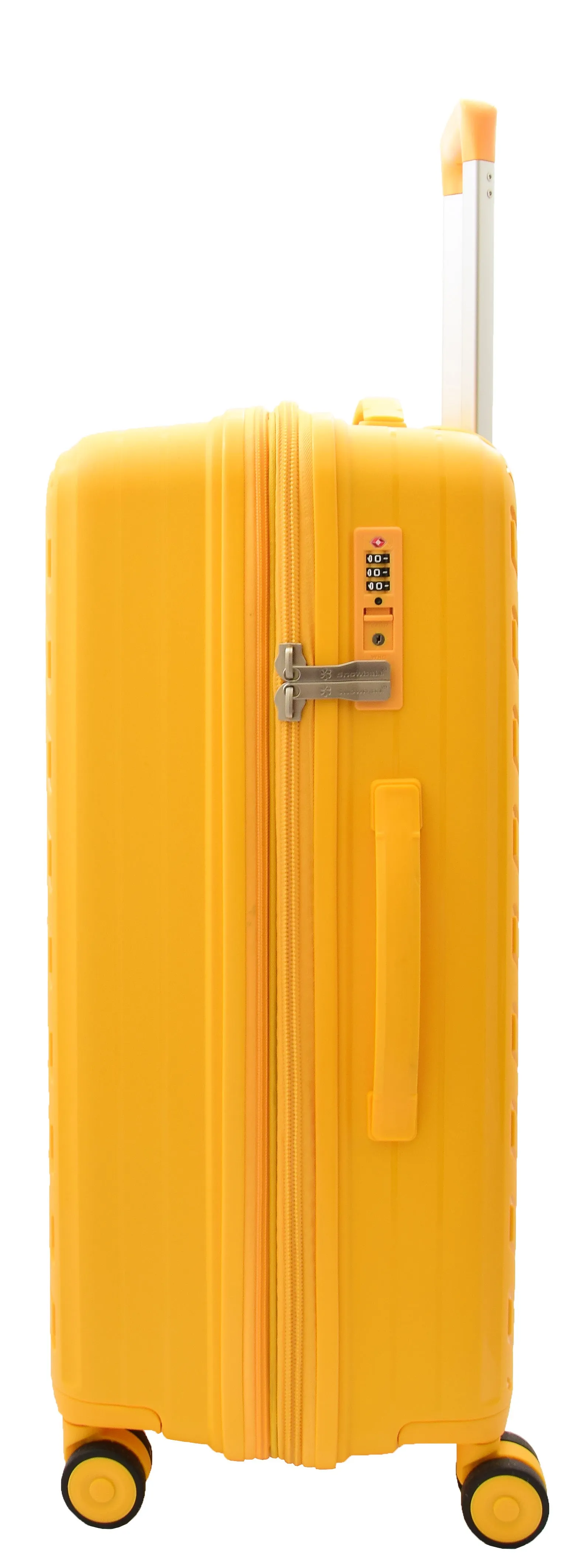 DR503 Four Wheel Suitcases Solid Hard Shell PP Luggage Bag Yellow