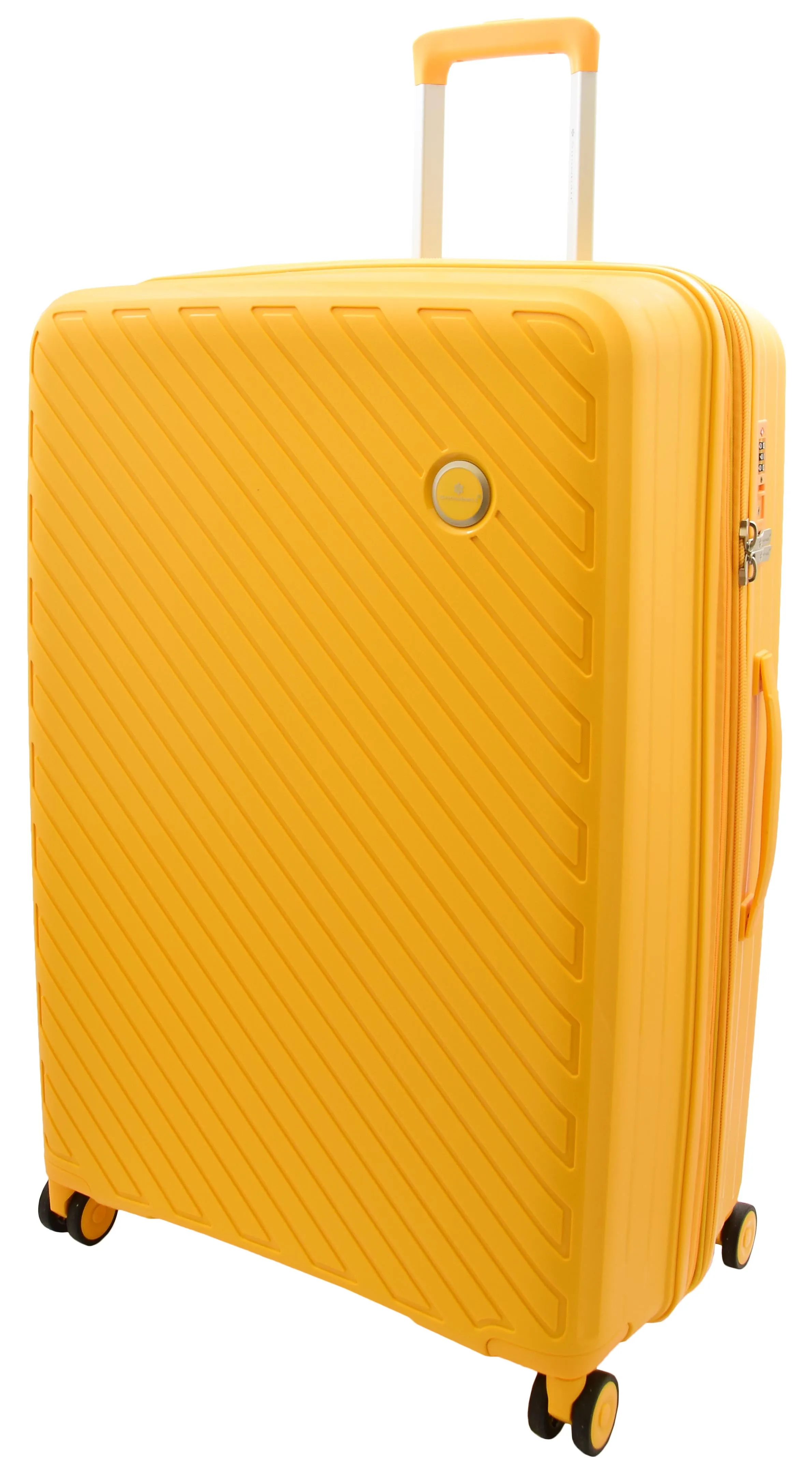DR503 Four Wheel Suitcases Solid Hard Shell PP Luggage Bag Yellow