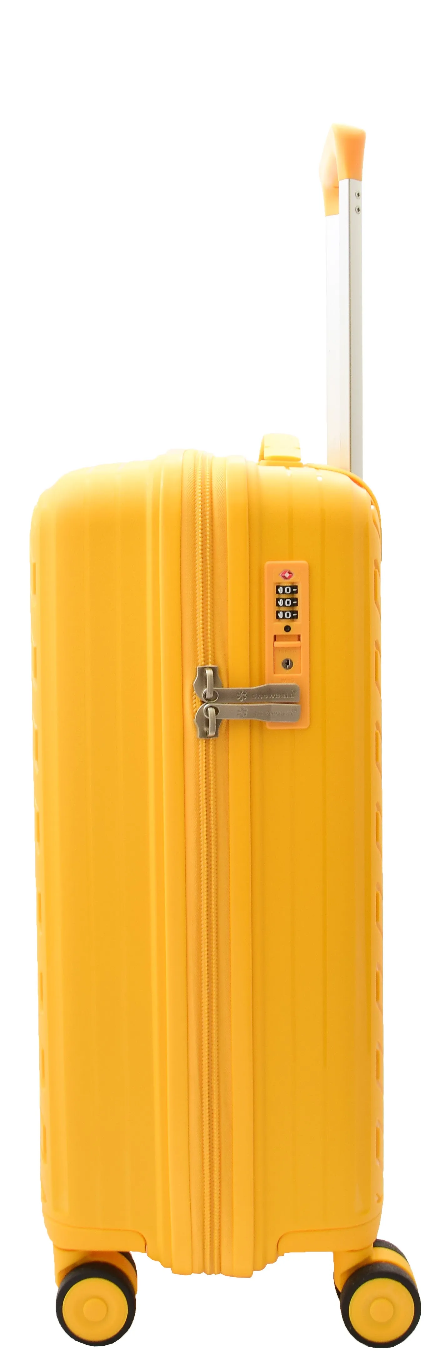 DR503 Four Wheel Suitcases Solid Hard Shell PP Luggage Bag Yellow