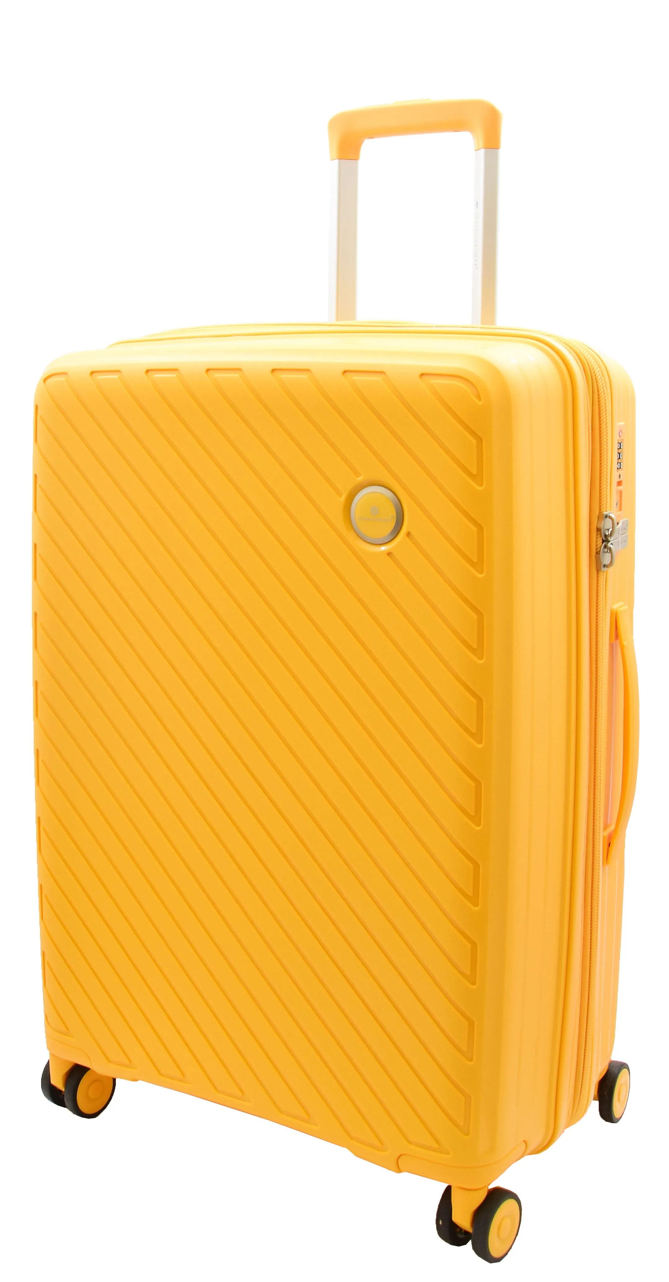 DR503 Four Wheel Suitcases Solid Hard Shell PP Luggage Bag Yellow