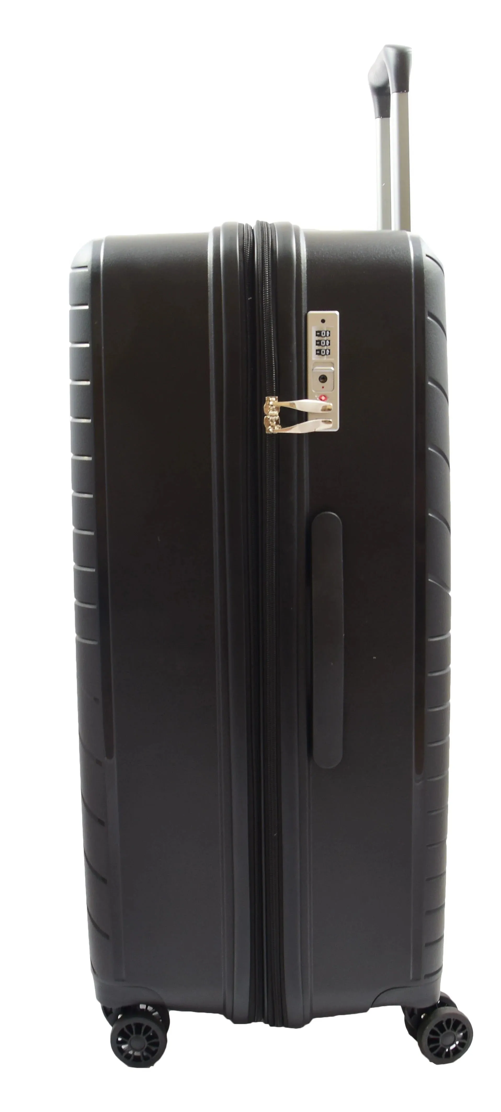 DR525 Expandable Hard Shell PP Luggage Travel Suitcase Bags with 4 Wheels Black