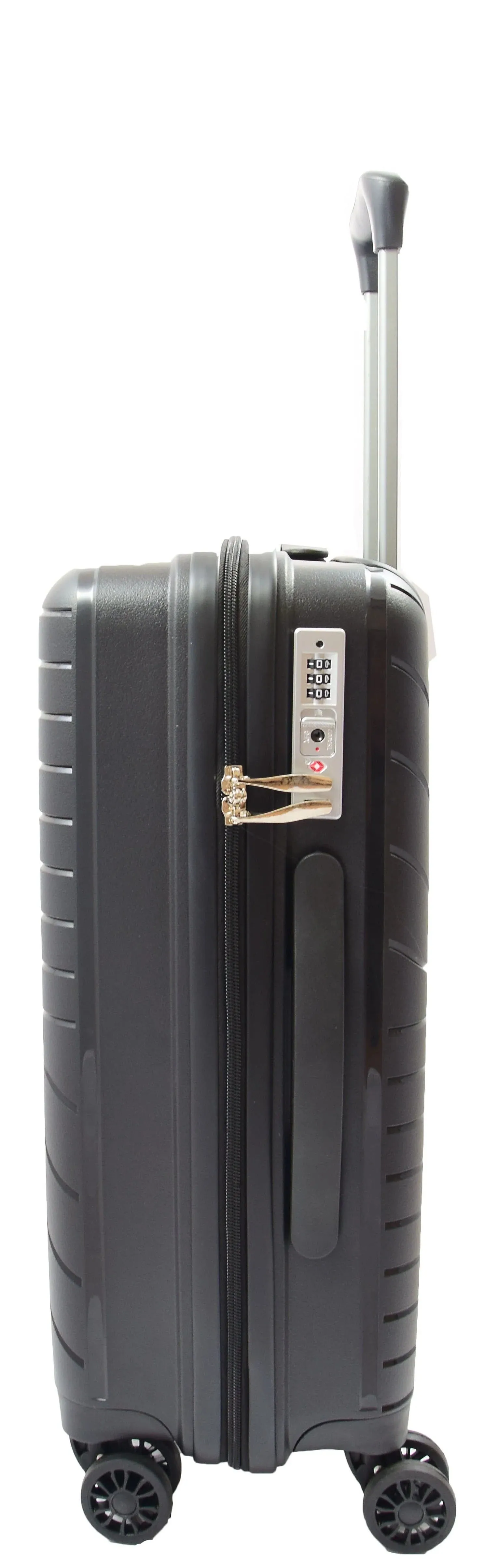 DR525 Expandable Hard Shell PP Luggage Travel Suitcase Bags with 4 Wheels Black