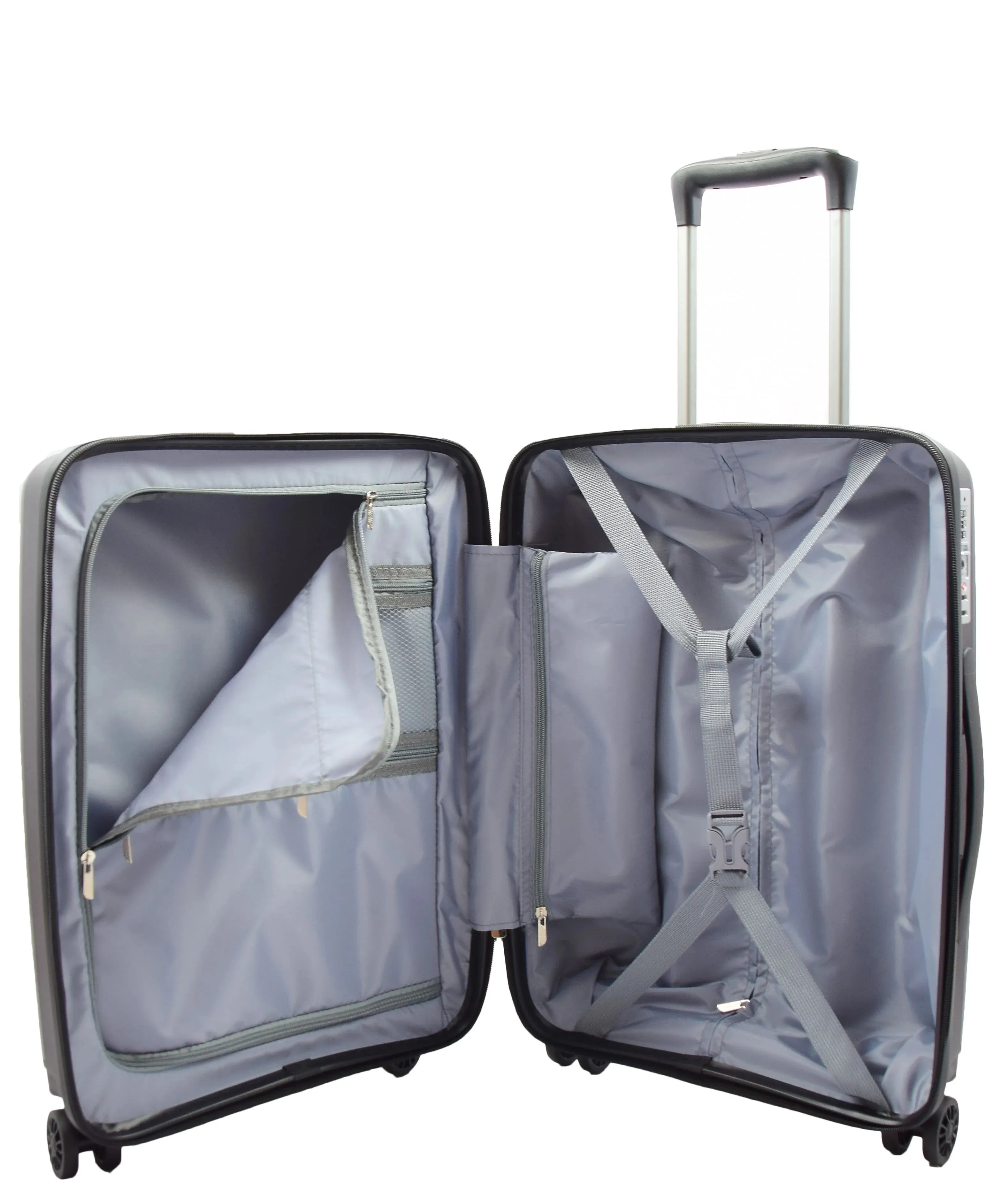DR525 Expandable Hard Shell PP Luggage Travel Suitcase Bags with 4 Wheels Black