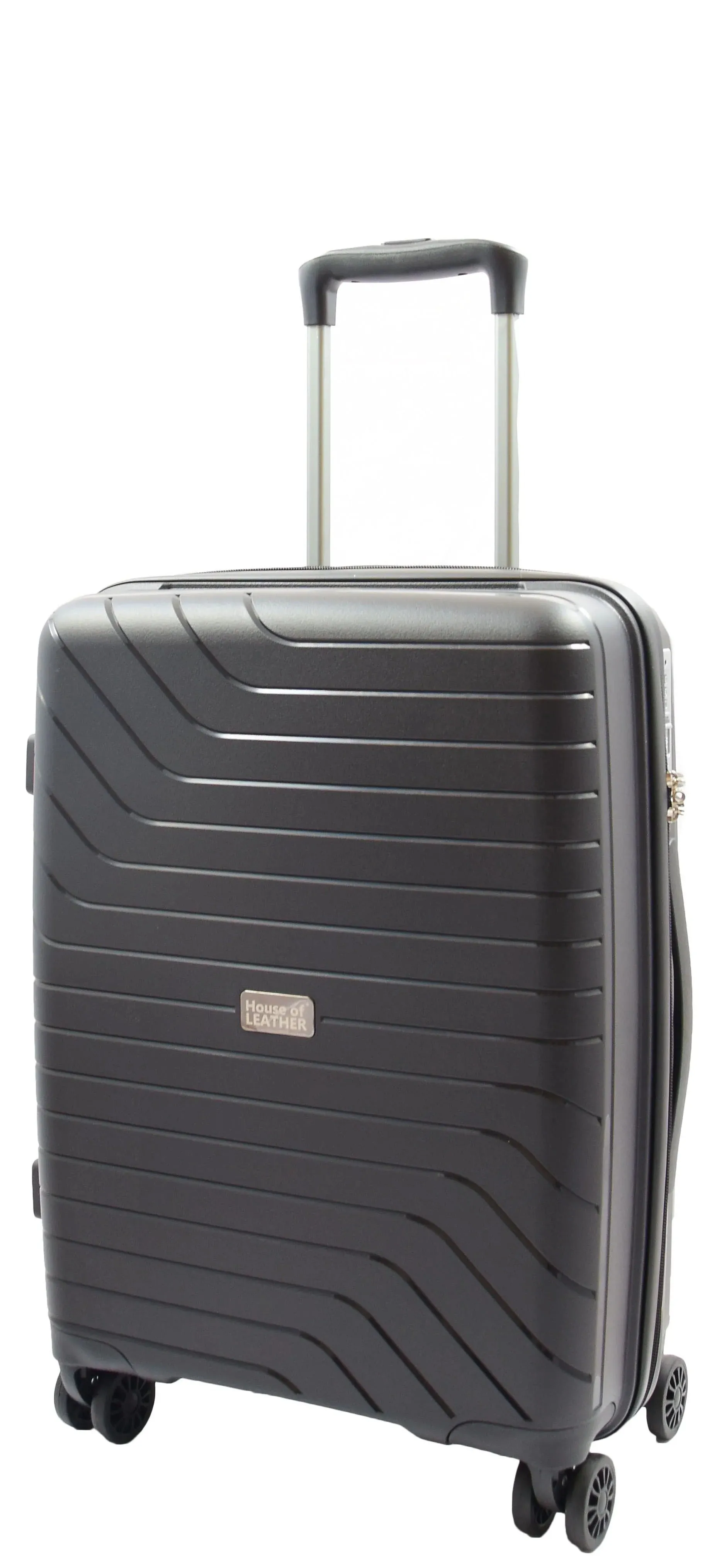 DR525 Expandable Hard Shell PP Luggage Travel Suitcase Bags with 4 Wheels Black