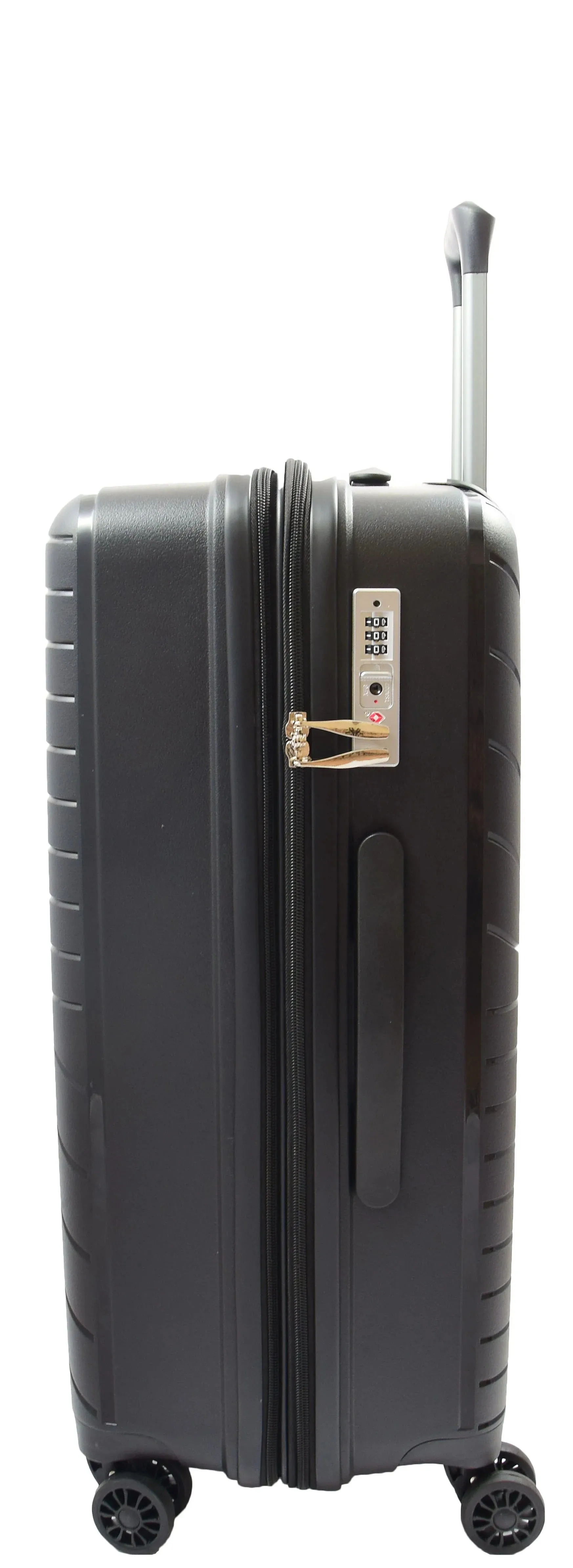 DR525 Expandable Hard Shell PP Luggage Travel Suitcase Bags with 4 Wheels Black