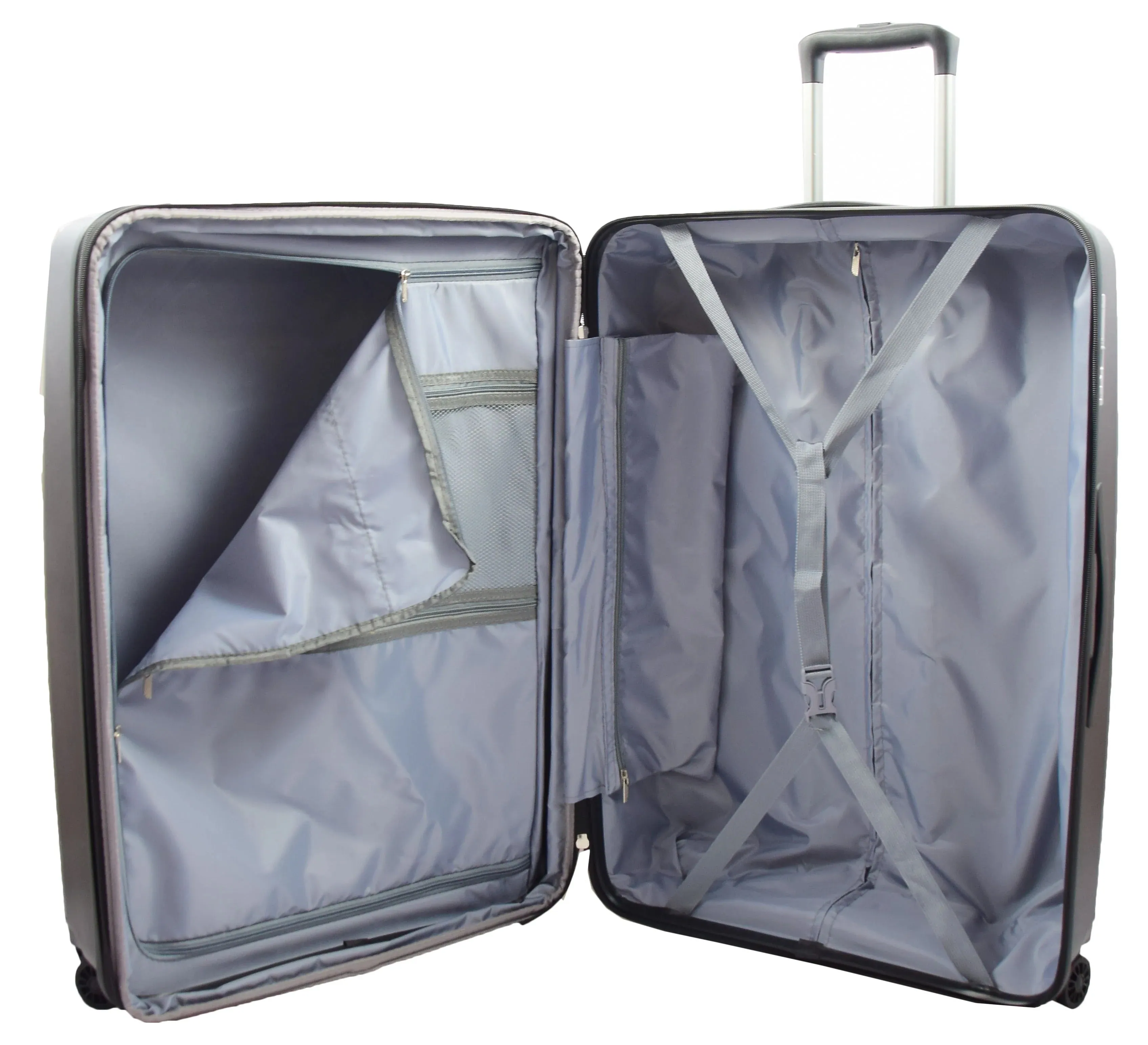 DR525 Expandable Hard Shell PP Luggage Travel Suitcase Bags with 4 Wheels Black
