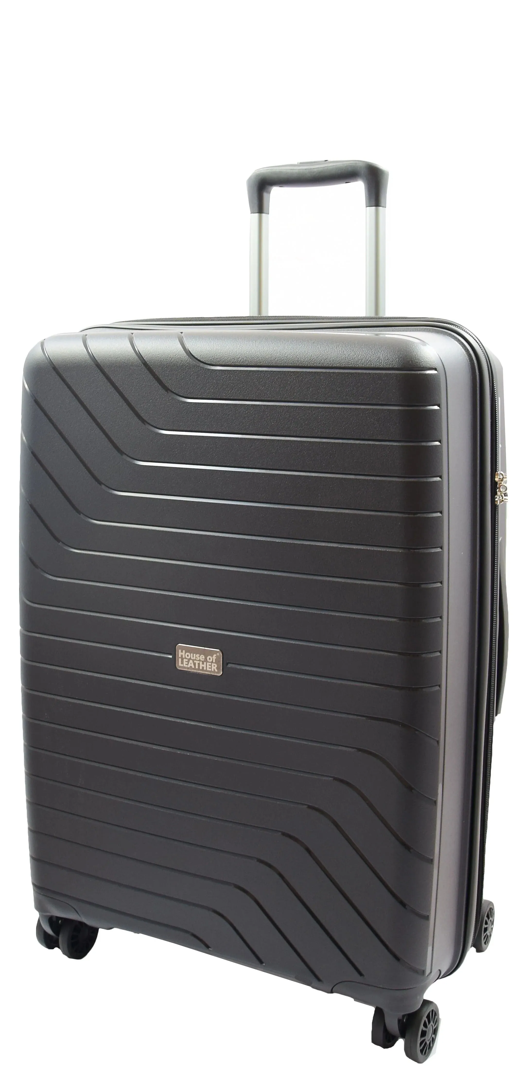 DR525 Expandable Hard Shell PP Luggage Travel Suitcase Bags with 4 Wheels Black