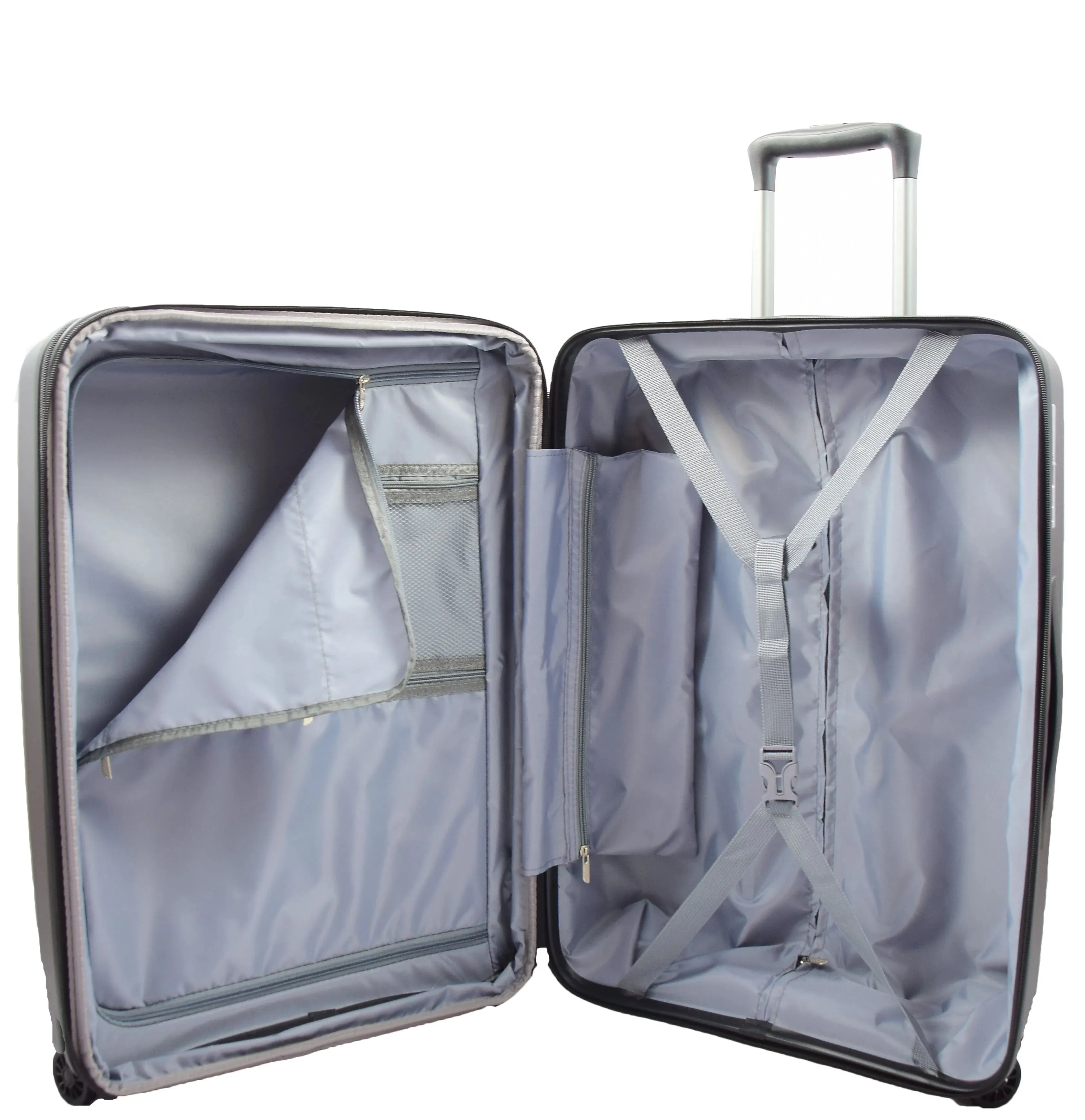 DR525 Expandable Hard Shell PP Luggage Travel Suitcase Bags with 4 Wheels Black