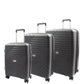 DR525 Expandable Hard Shell PP Luggage Travel Suitcase Bags with 4 Wheels Black