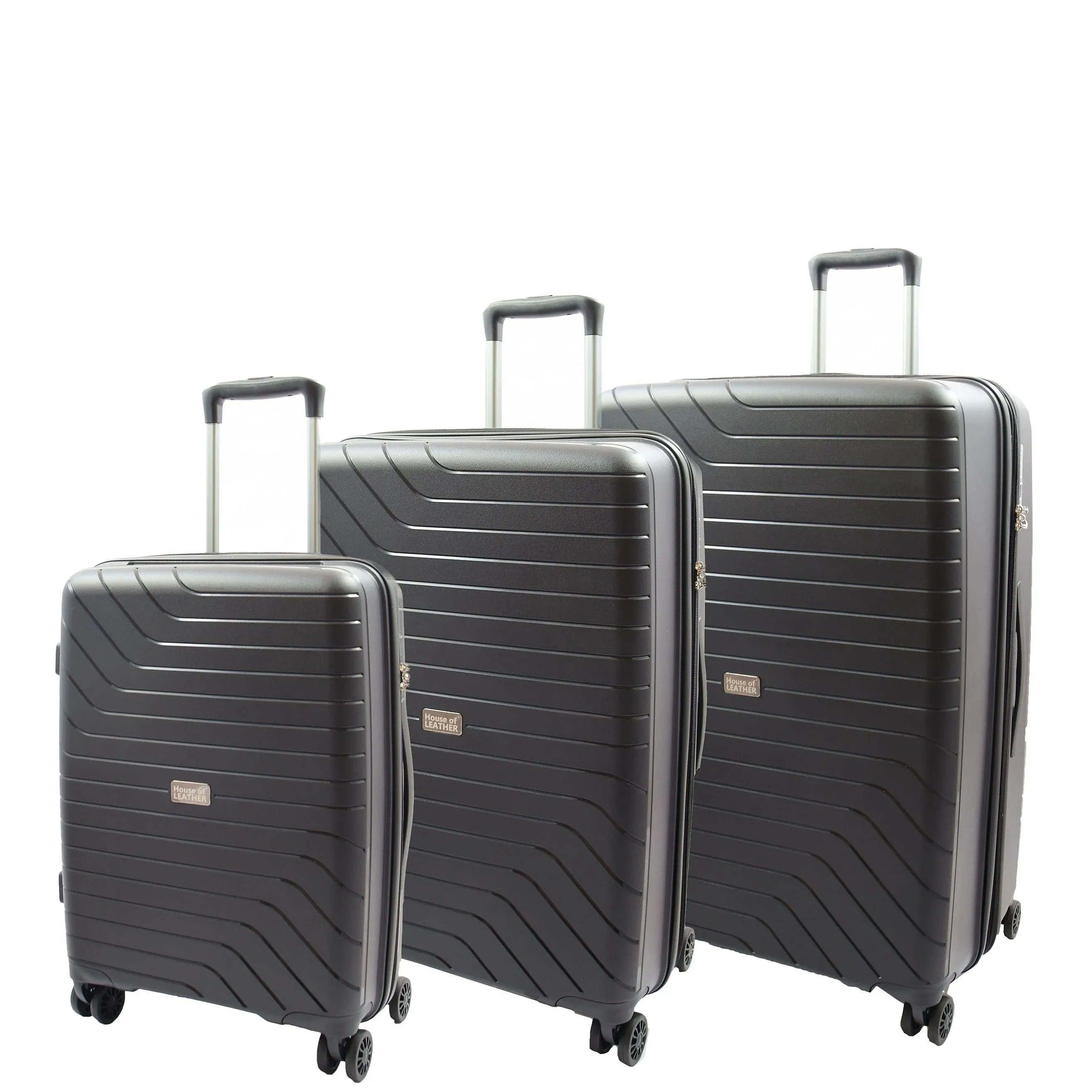 DR525 Expandable Hard Shell PP Luggage Travel Suitcase Bags with 4 Wheels Black