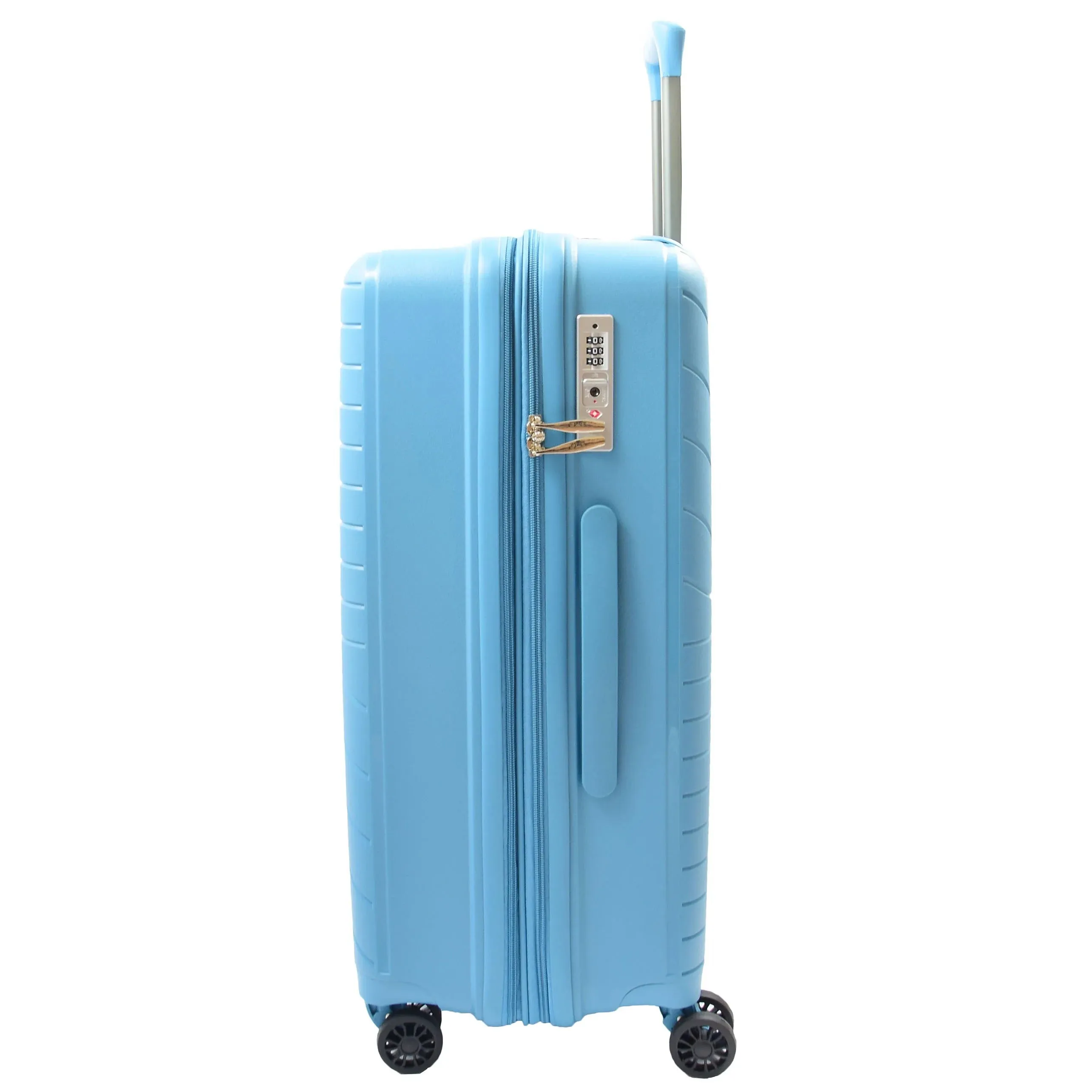 DR525 Expandable Hard Shell PP Luggage Travel Suitcase Bags with 4 Wheels Blue