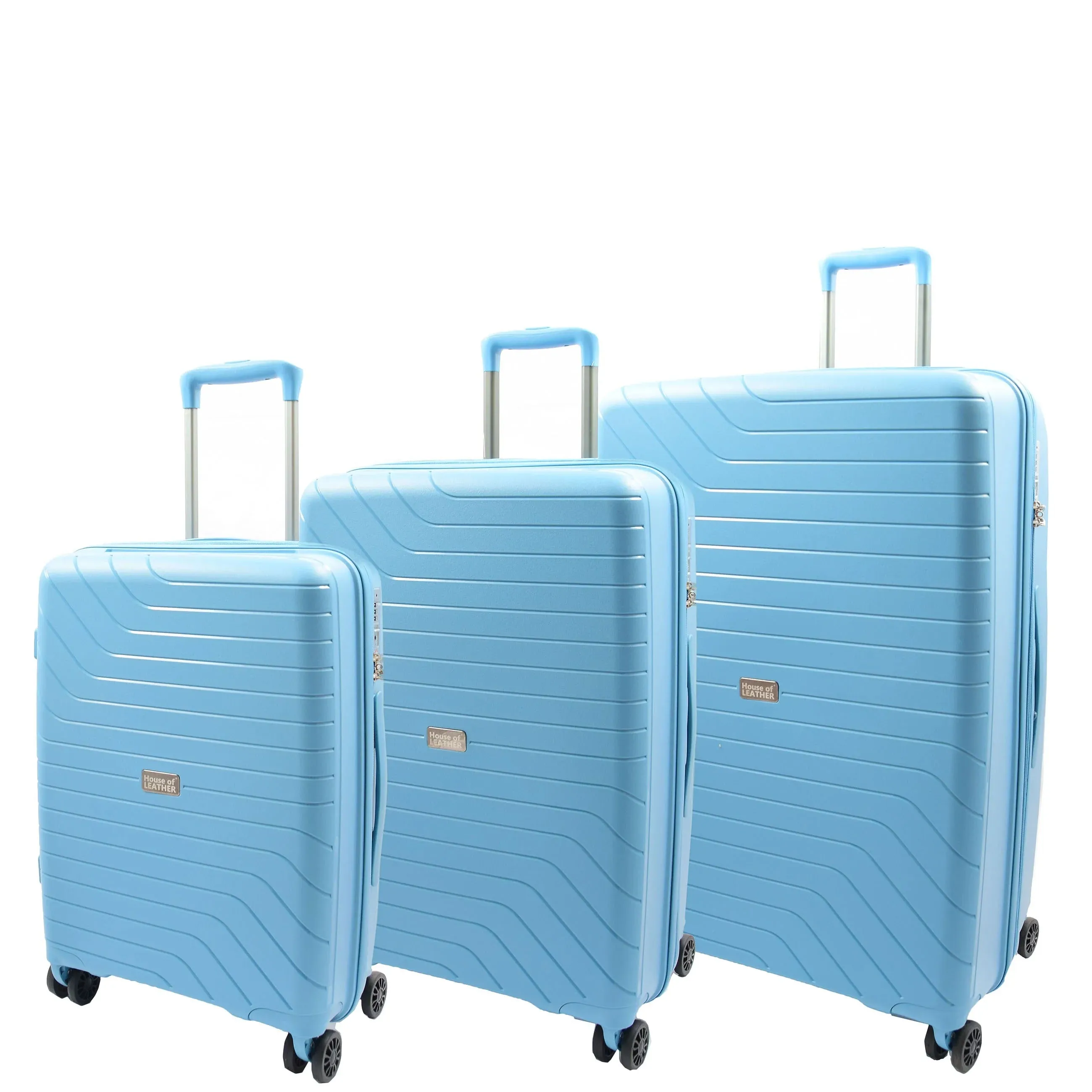 DR525 Expandable Hard Shell PP Luggage Travel Suitcase Bags with 4 Wheels Blue