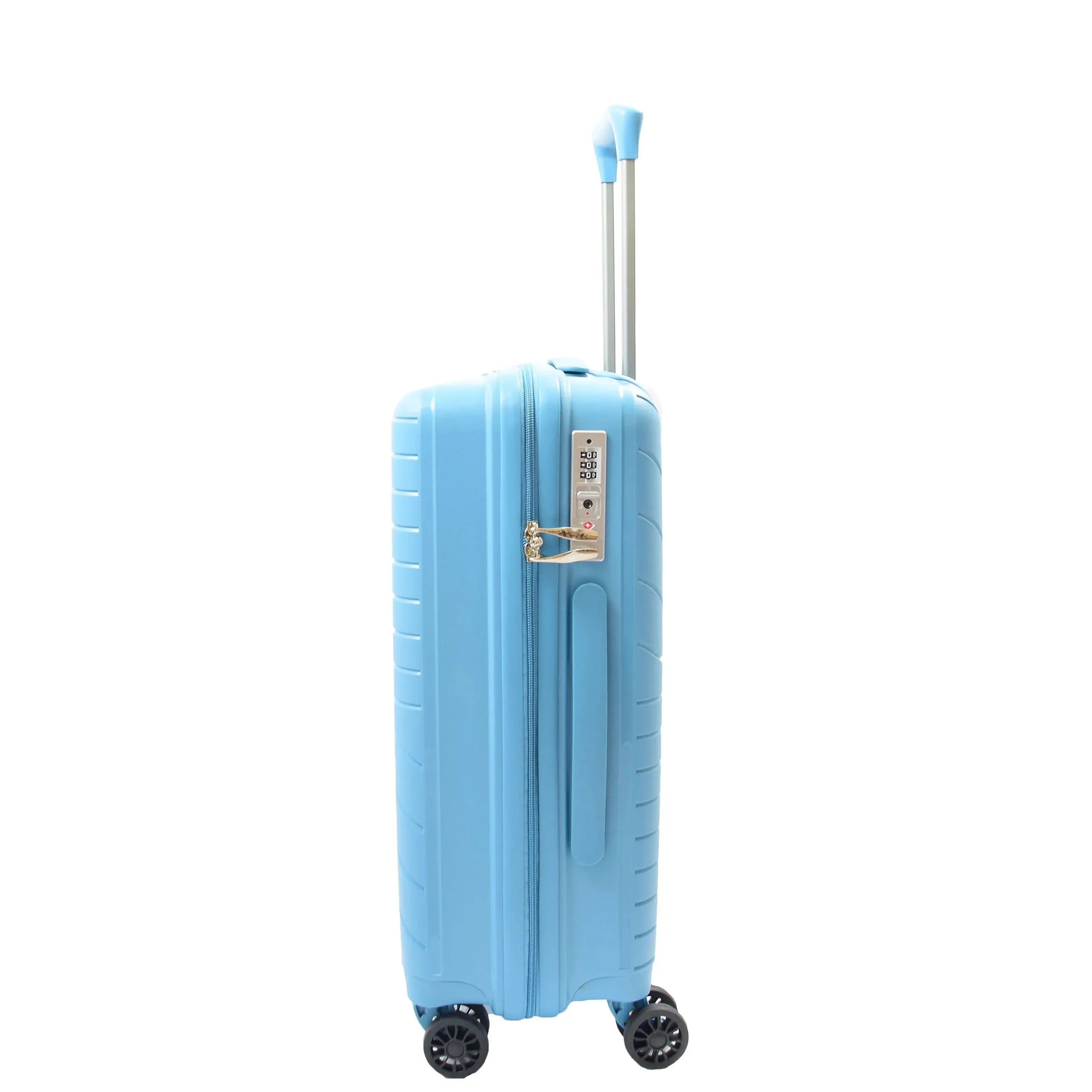 DR525 Expandable Hard Shell PP Luggage Travel Suitcase Bags with 4 Wheels Blue