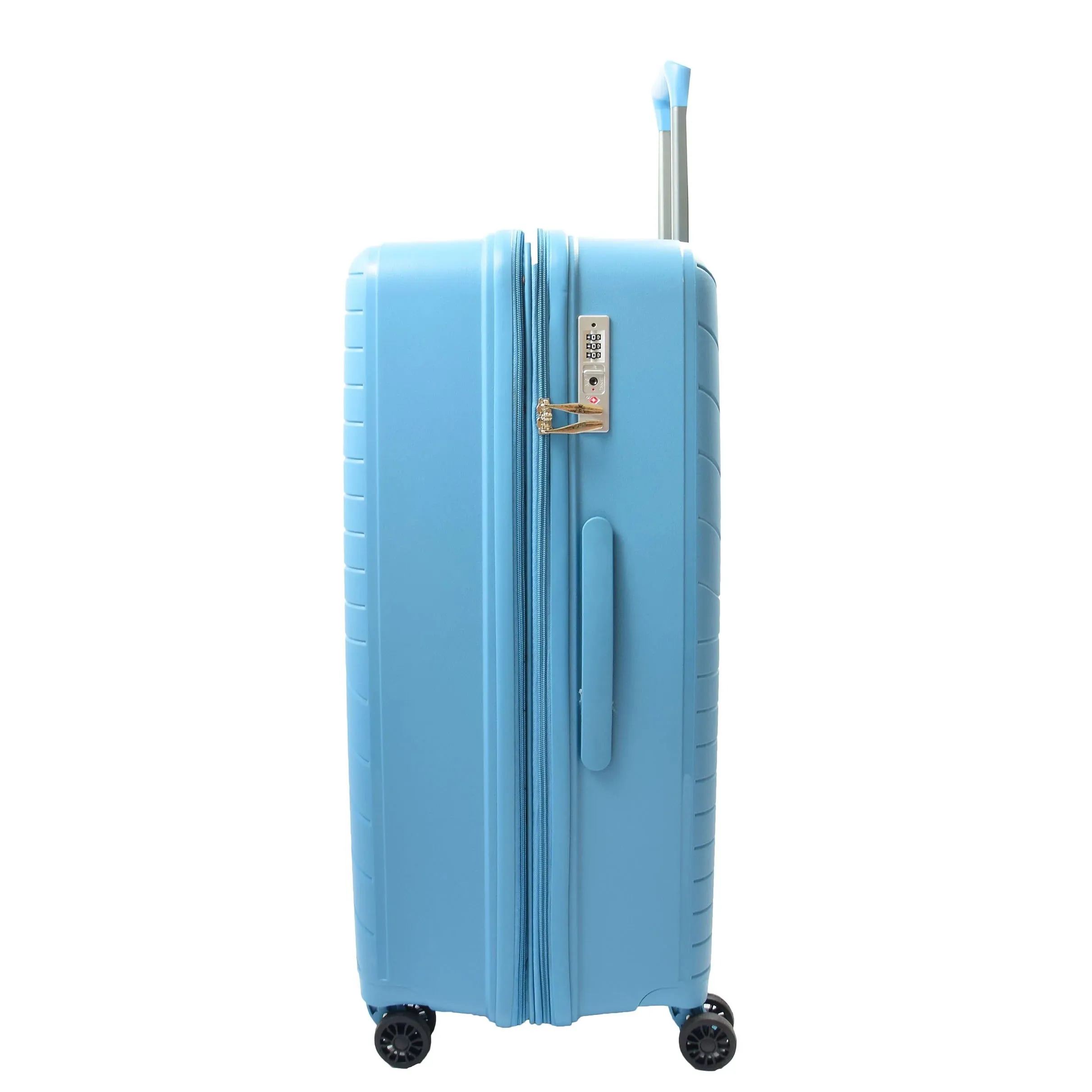 DR525 Expandable Hard Shell PP Luggage Travel Suitcase Bags with 4 Wheels Blue