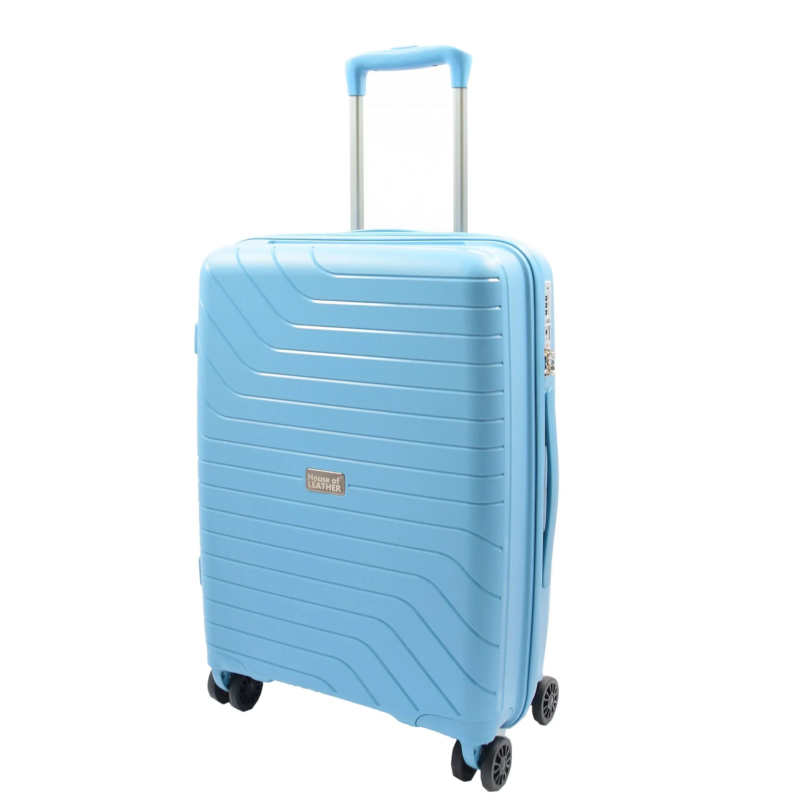 DR525 Expandable Hard Shell PP Luggage Travel Suitcase Bags with 4 Wheels Blue