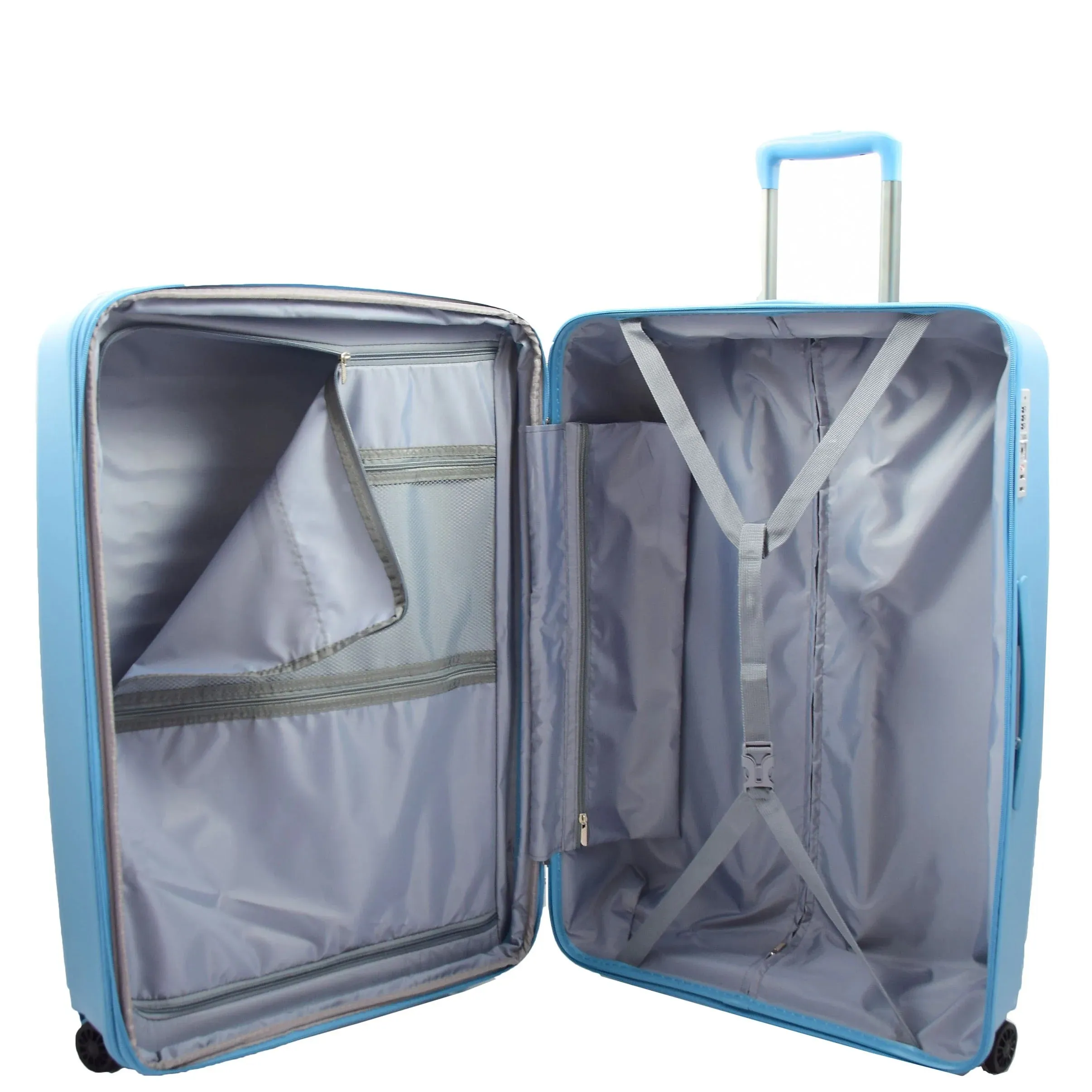 DR525 Expandable Hard Shell PP Luggage Travel Suitcase Bags with 4 Wheels Blue