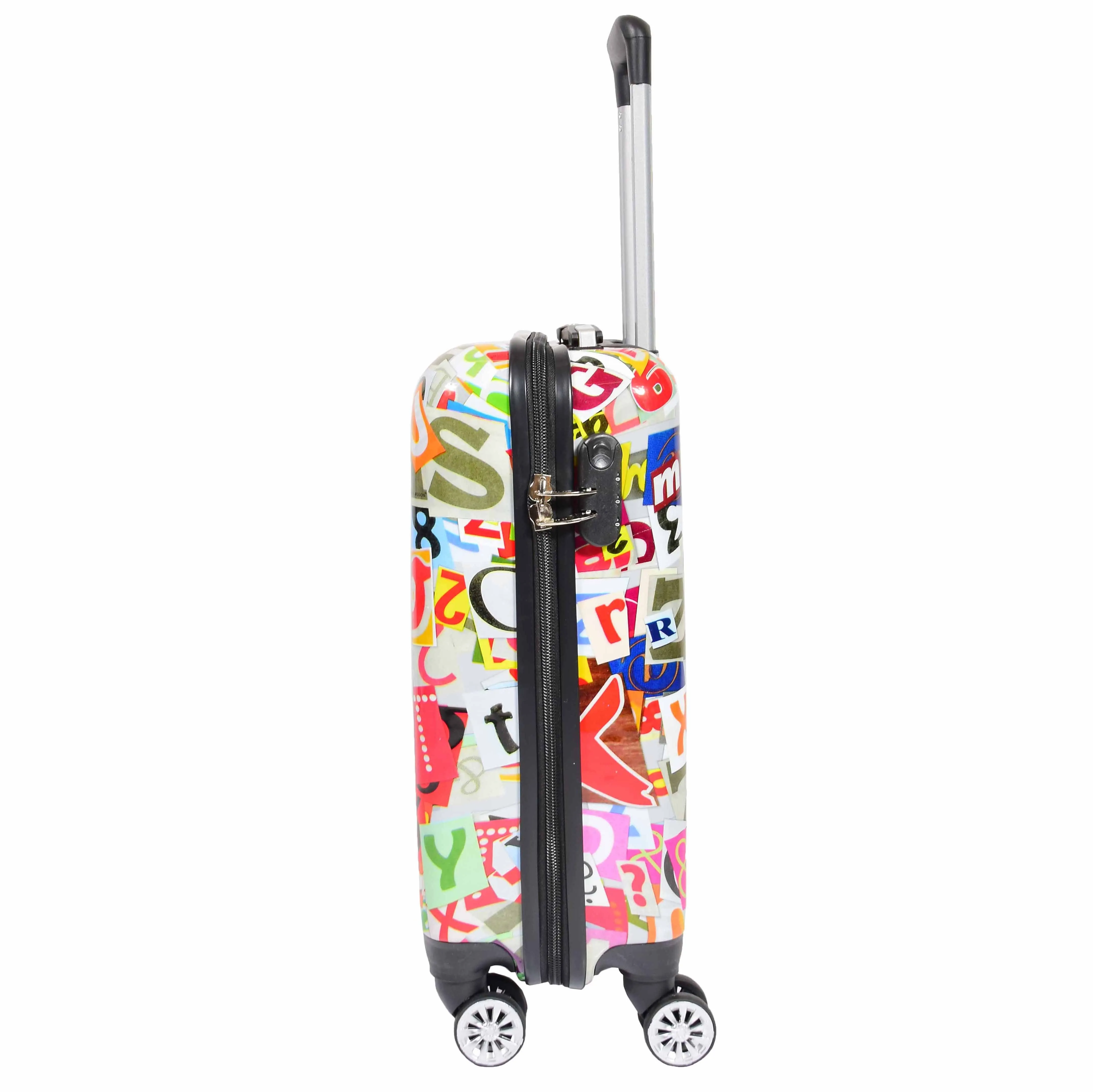 DR551 Four Wheeled Hard Cabin Luggage With Classical Alphabets Print