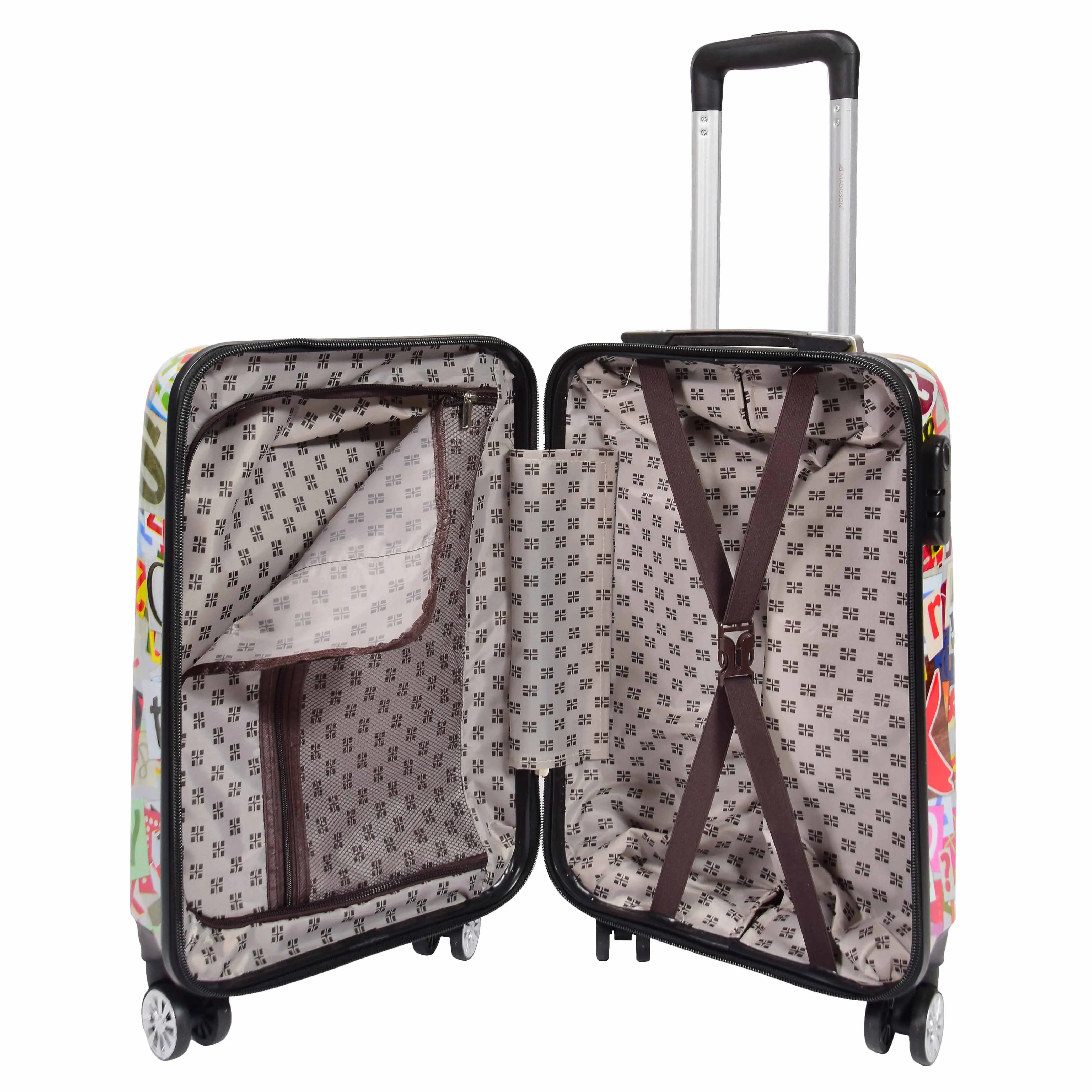 DR551 Four Wheeled Hard Cabin Luggage With Classical Alphabets Print