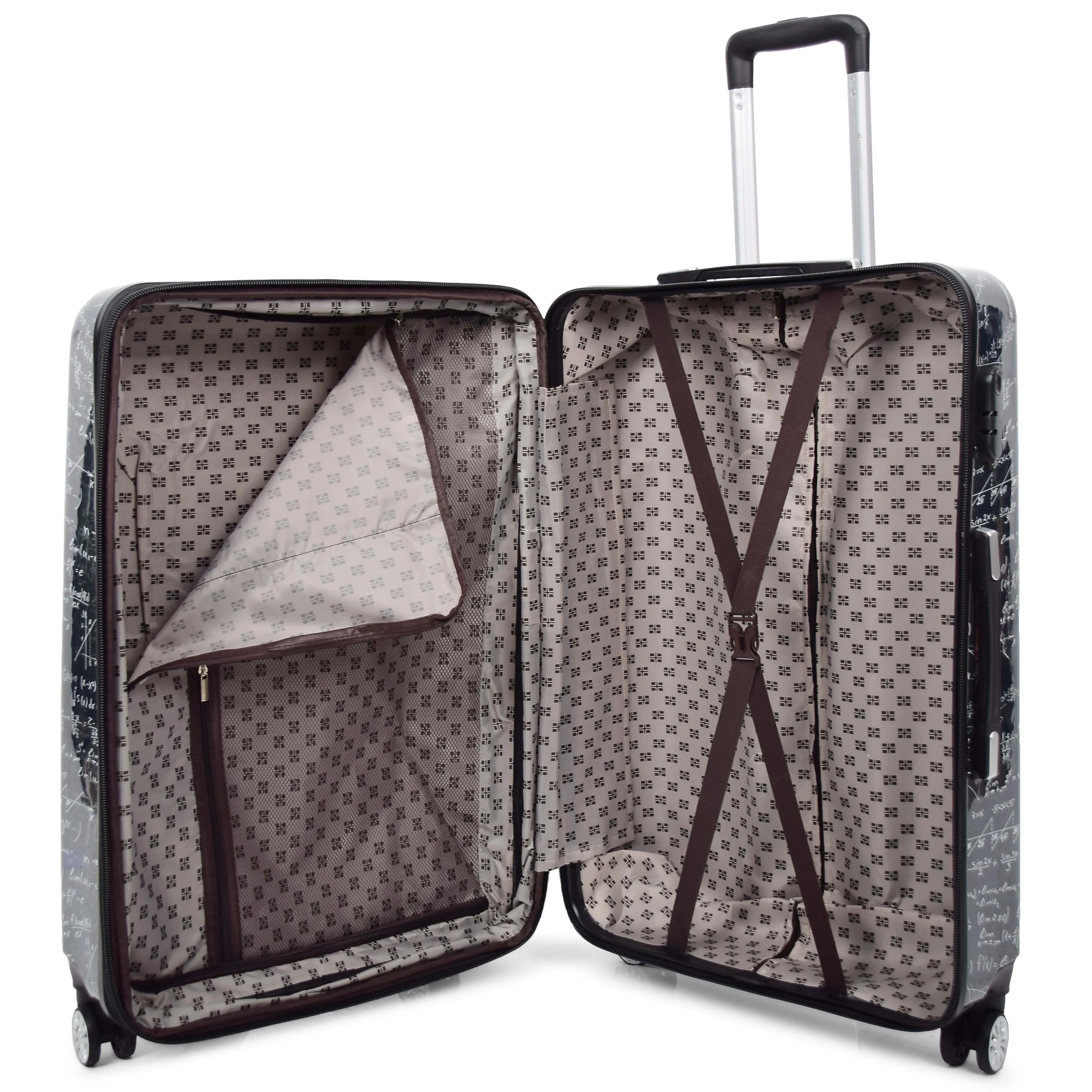 DR569 Expandable Hard Shell Suitcase Four Wheel Luggage Maths Print