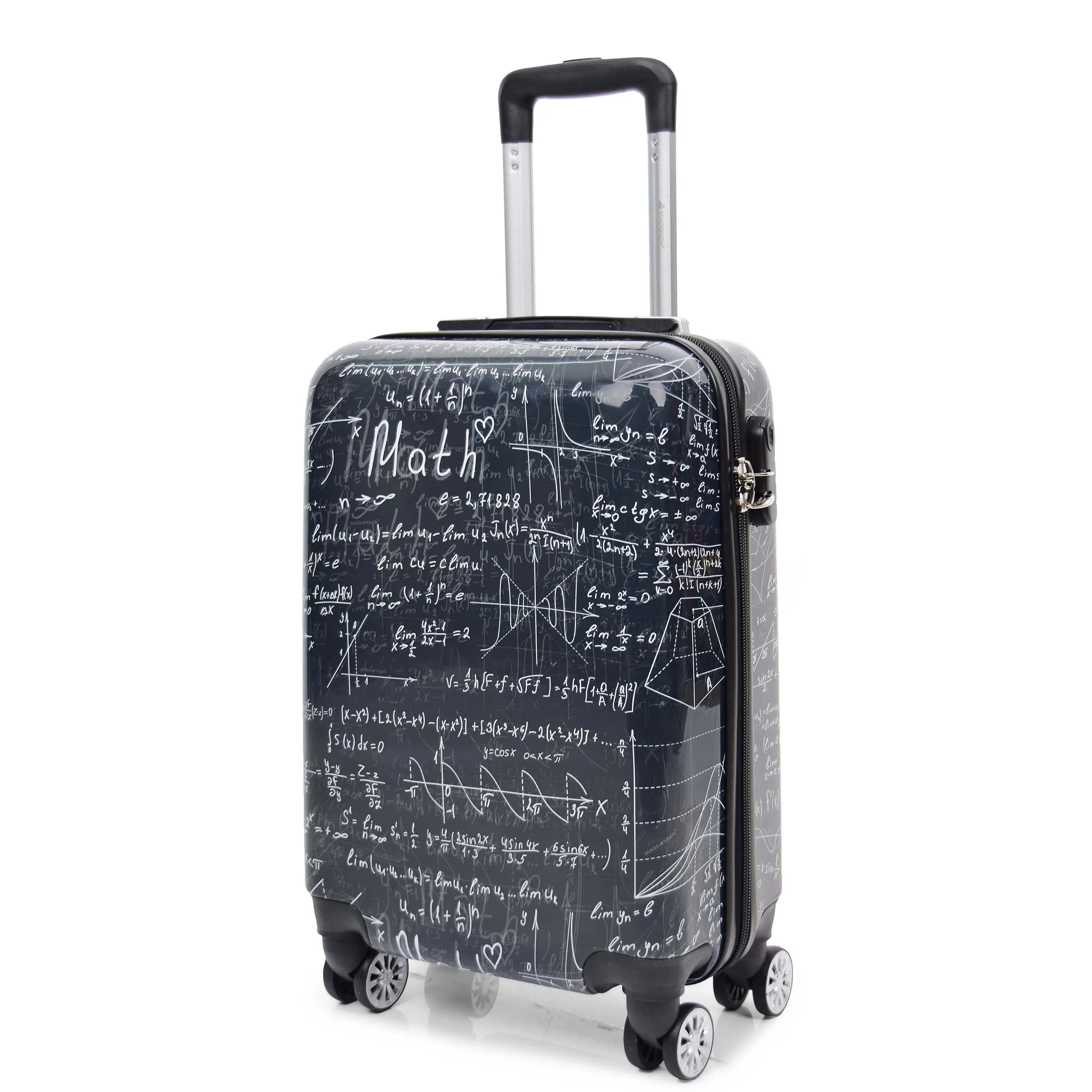 DR569 Expandable Hard Shell Suitcase Four Wheel Luggage Maths Print