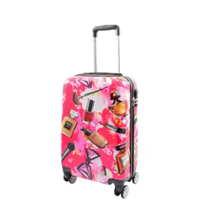 DR633 Ladies Hard Shell Travel Luggage Make Up Print Four Wheels Suitcase