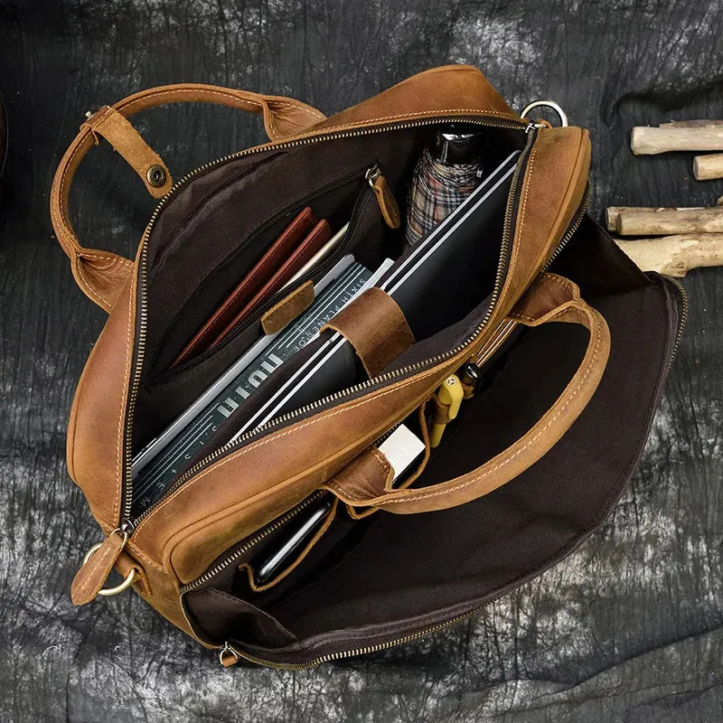 Genuine Leather Men's Business Laptop Handbag
