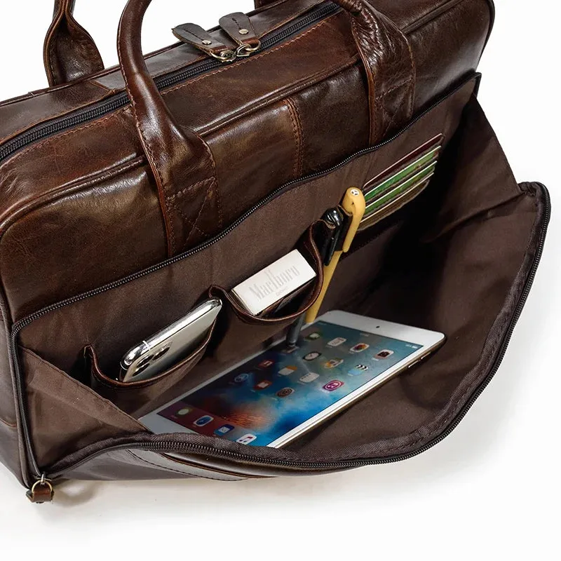 Genuine Leather Men's Business Laptop Handbag
