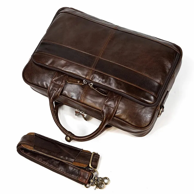 Genuine Leather Men's Business Laptop Handbag