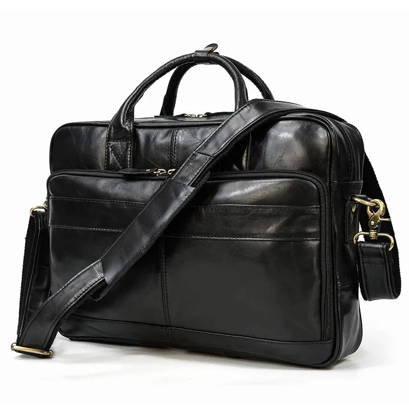 Genuine Leather Men's Business Laptop Handbag