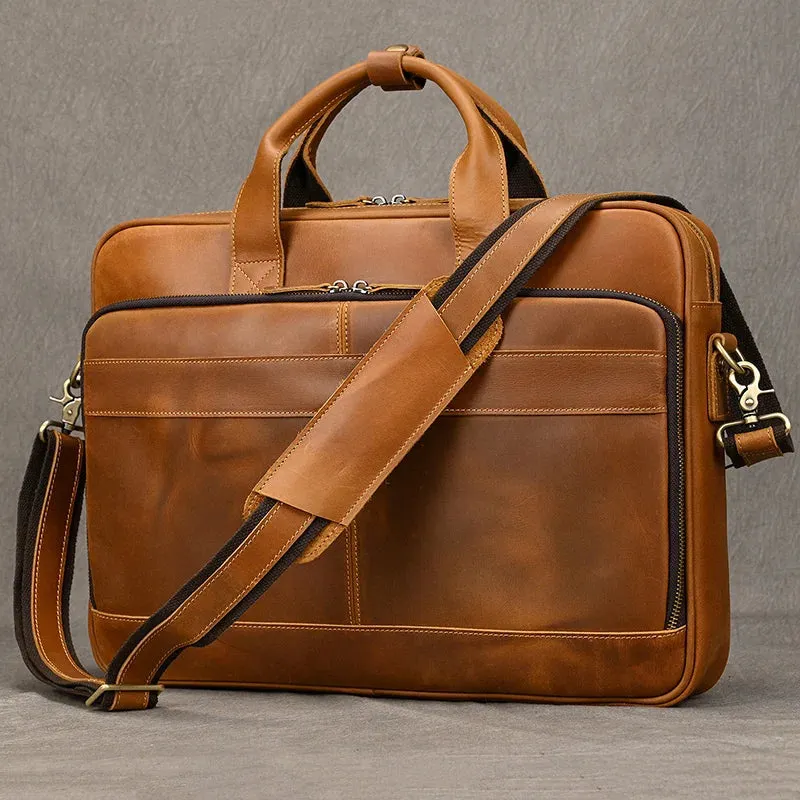 Genuine Leather Men's Business Laptop Handbag