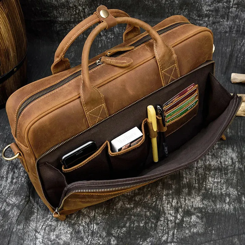 Genuine Leather Men's Business Laptop Handbag