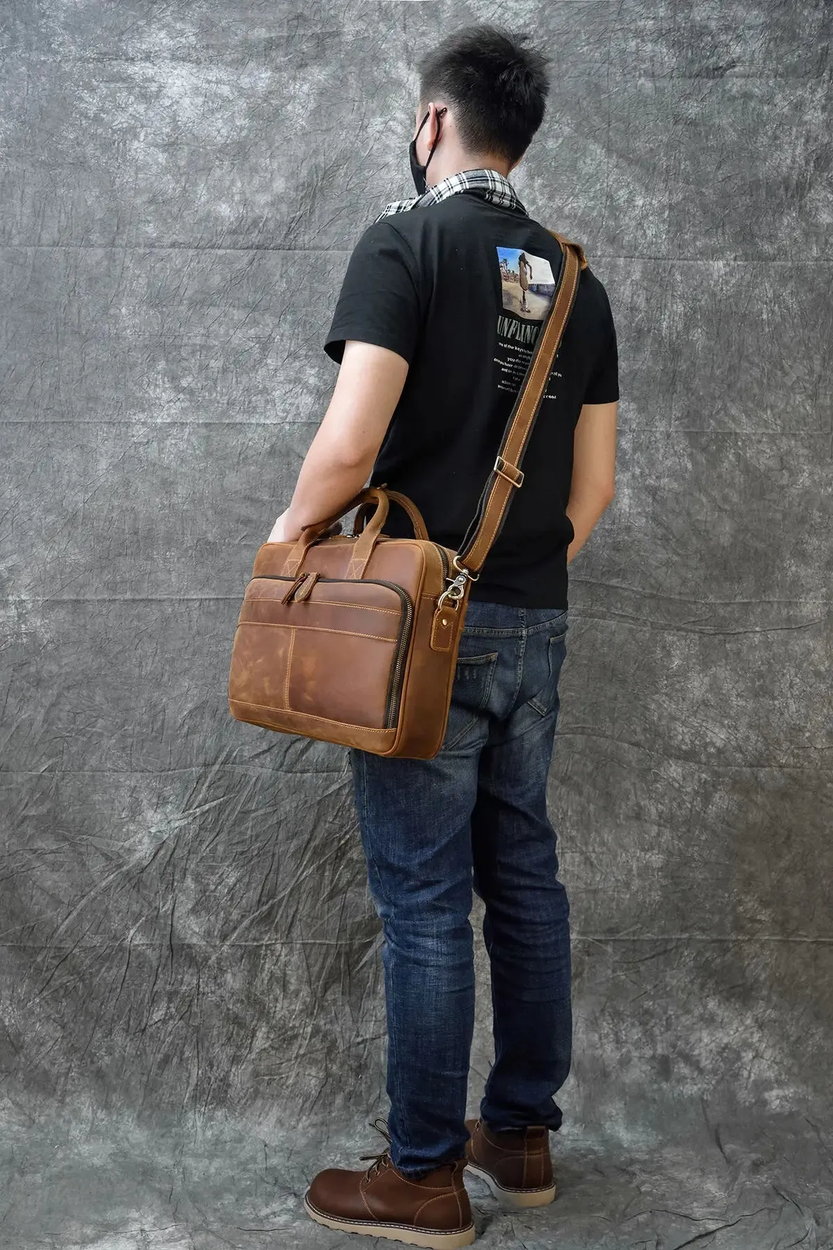 Genuine Leather Men's Business Laptop Handbag
