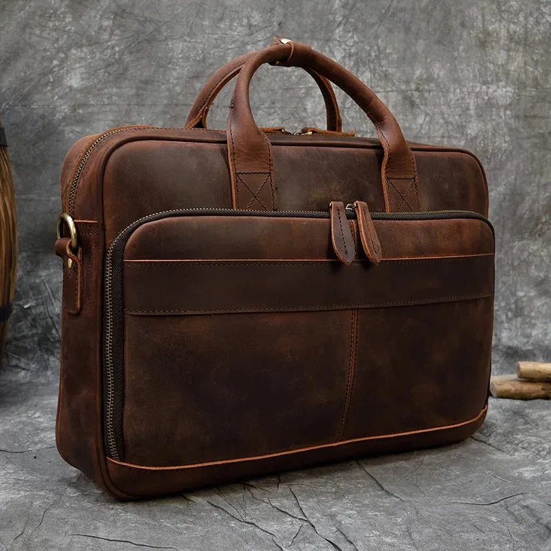 Genuine Leather Men's Business Laptop Handbag