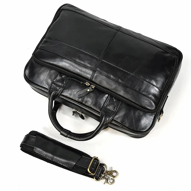 Genuine Leather Men's Business Laptop Handbag