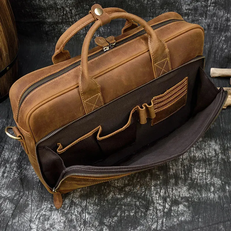 Genuine Leather Men's Business Laptop Handbag