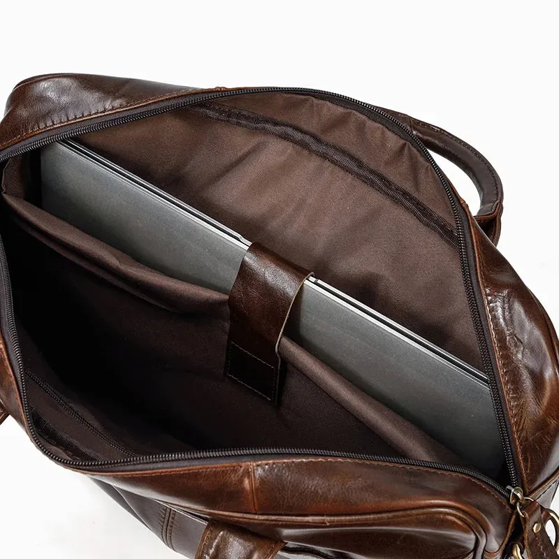 Genuine Leather Men's Business Laptop Handbag